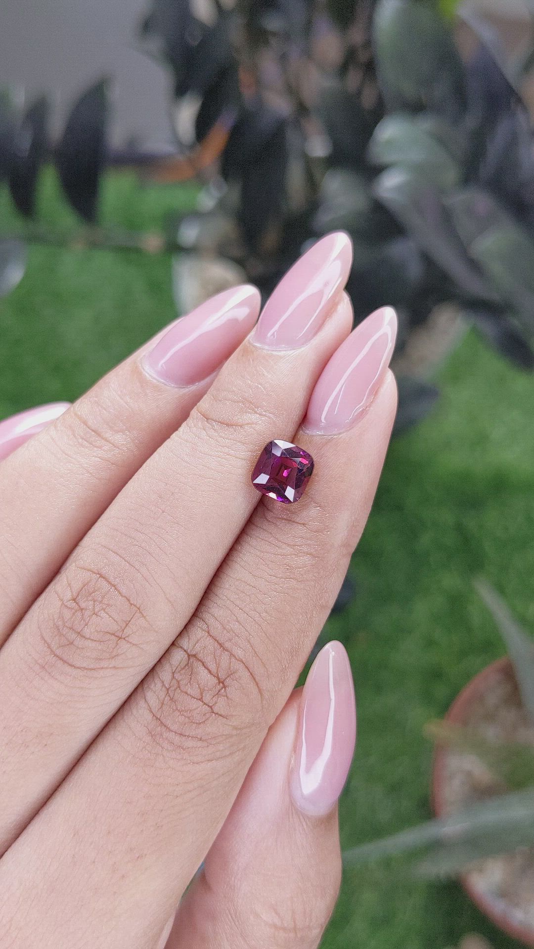 1.88 Ct. Purplish Pink Garnet from Tanzania Size Video