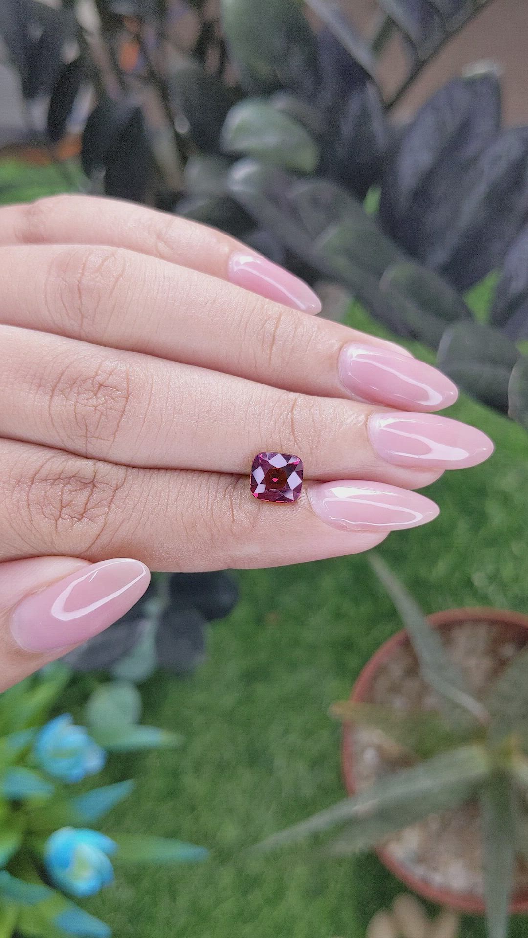1.90 Ct. Purplish Pink Garnet from Tanzania Size Video