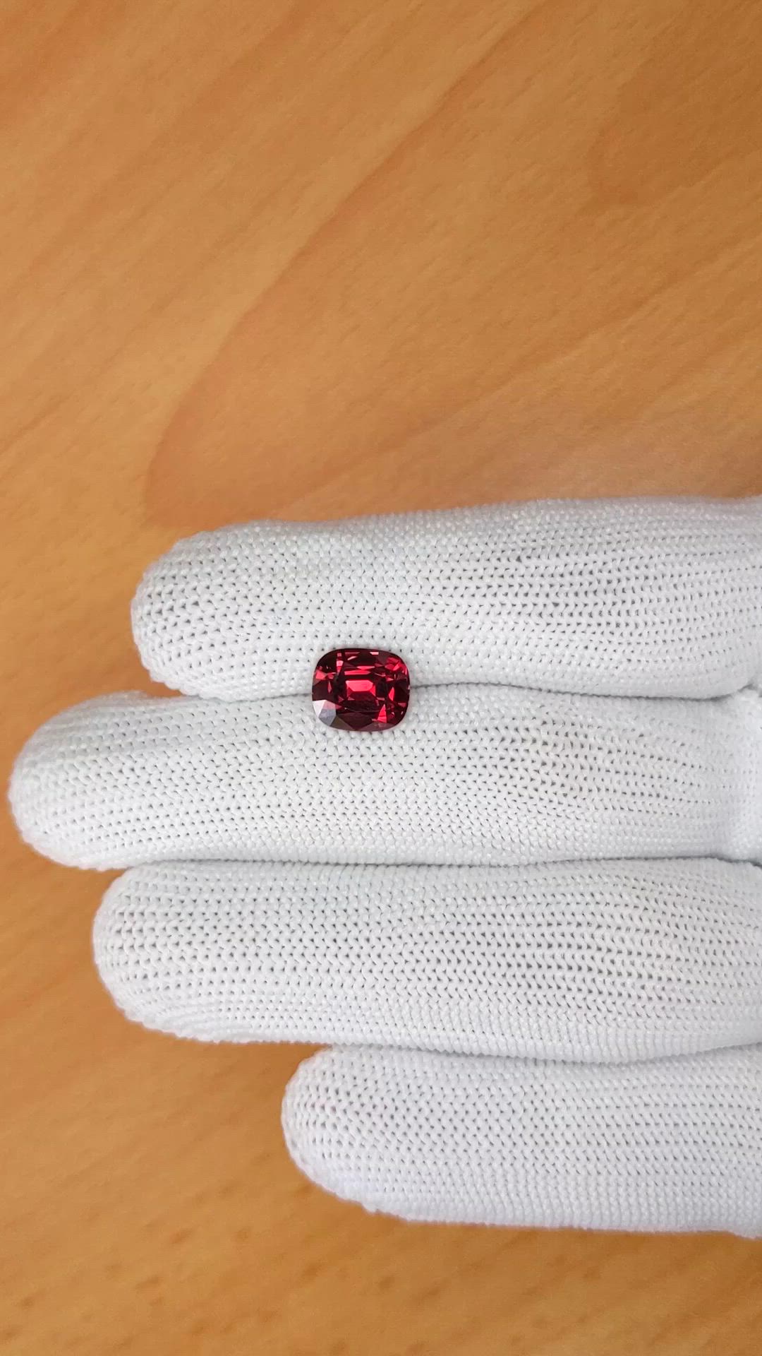 2.88 Ct. Red Garnet from Ceylon (Sri Lanka) Size Video