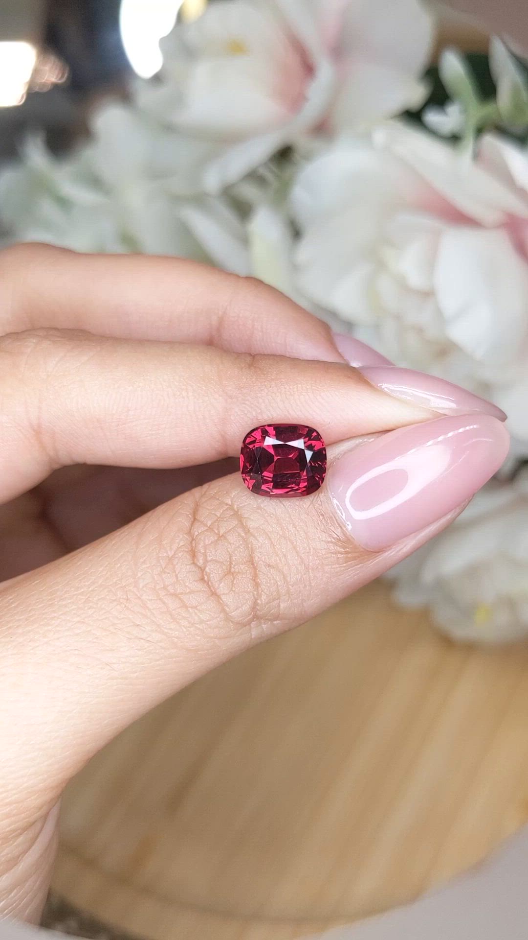 2.88 Ct. Red Garnet from Ceylon (Sri Lanka) Size Video
