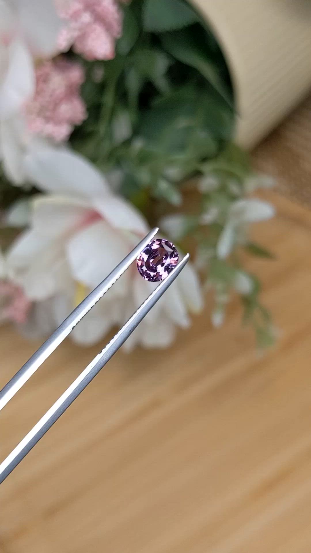 0.98 Ct. Pinkish Purple Spinel from Ceylon (Sri Lanka) Size Video