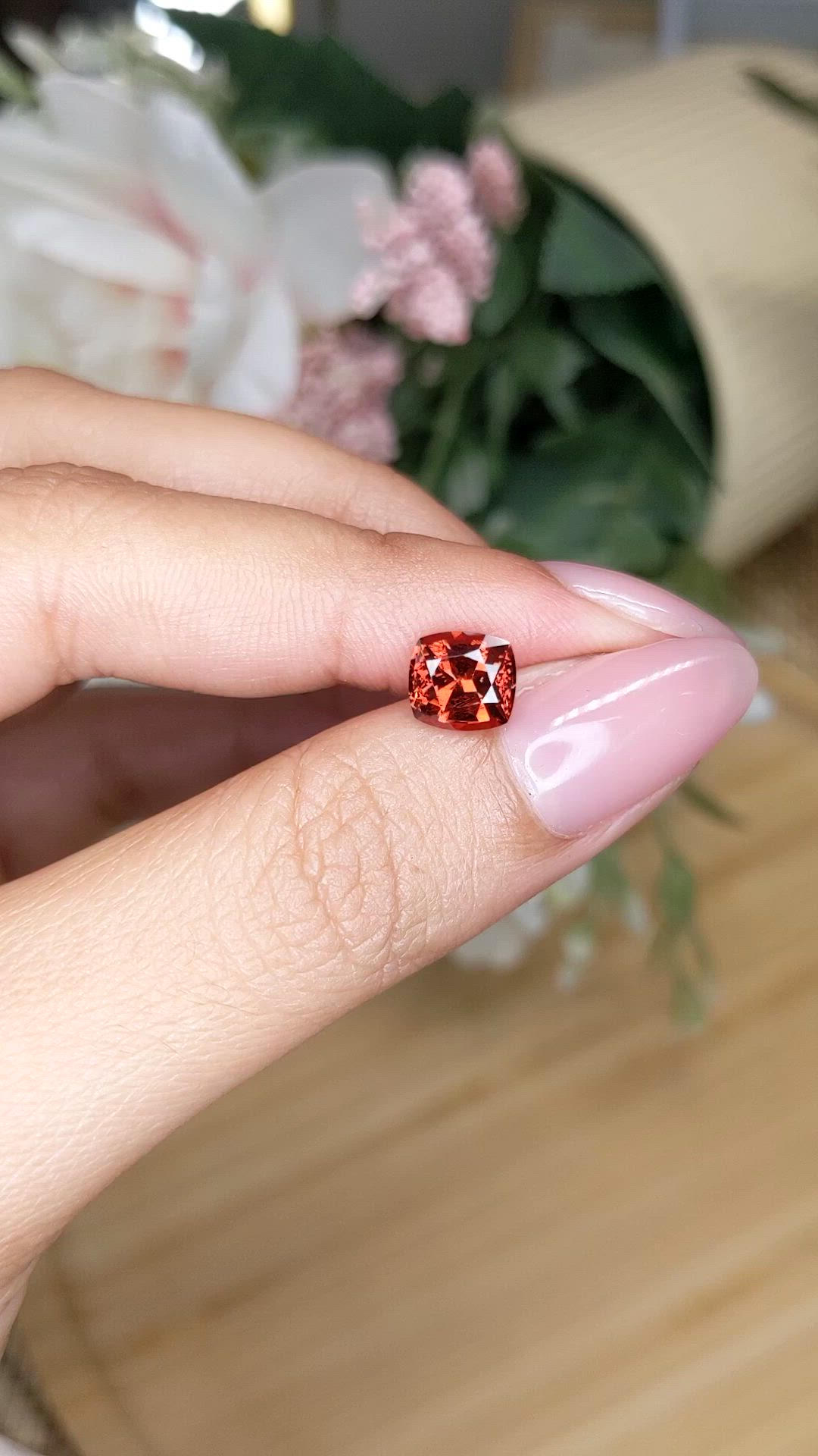 1.87 Ct. Orange Malaya Garnet from Madagascar Size Video