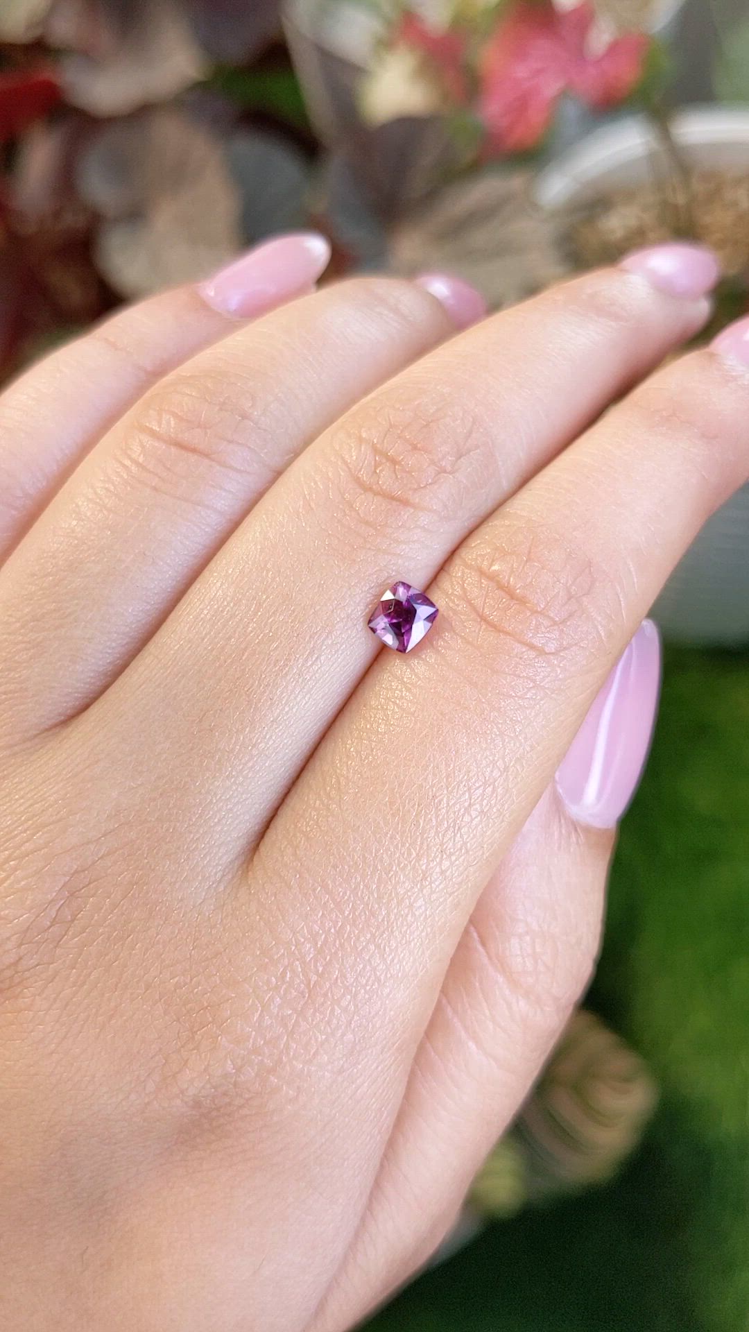 0.88 Ct. Pinkish Purple Rhodolite Garnet from Ceylon (Sri Lanka) Size Video