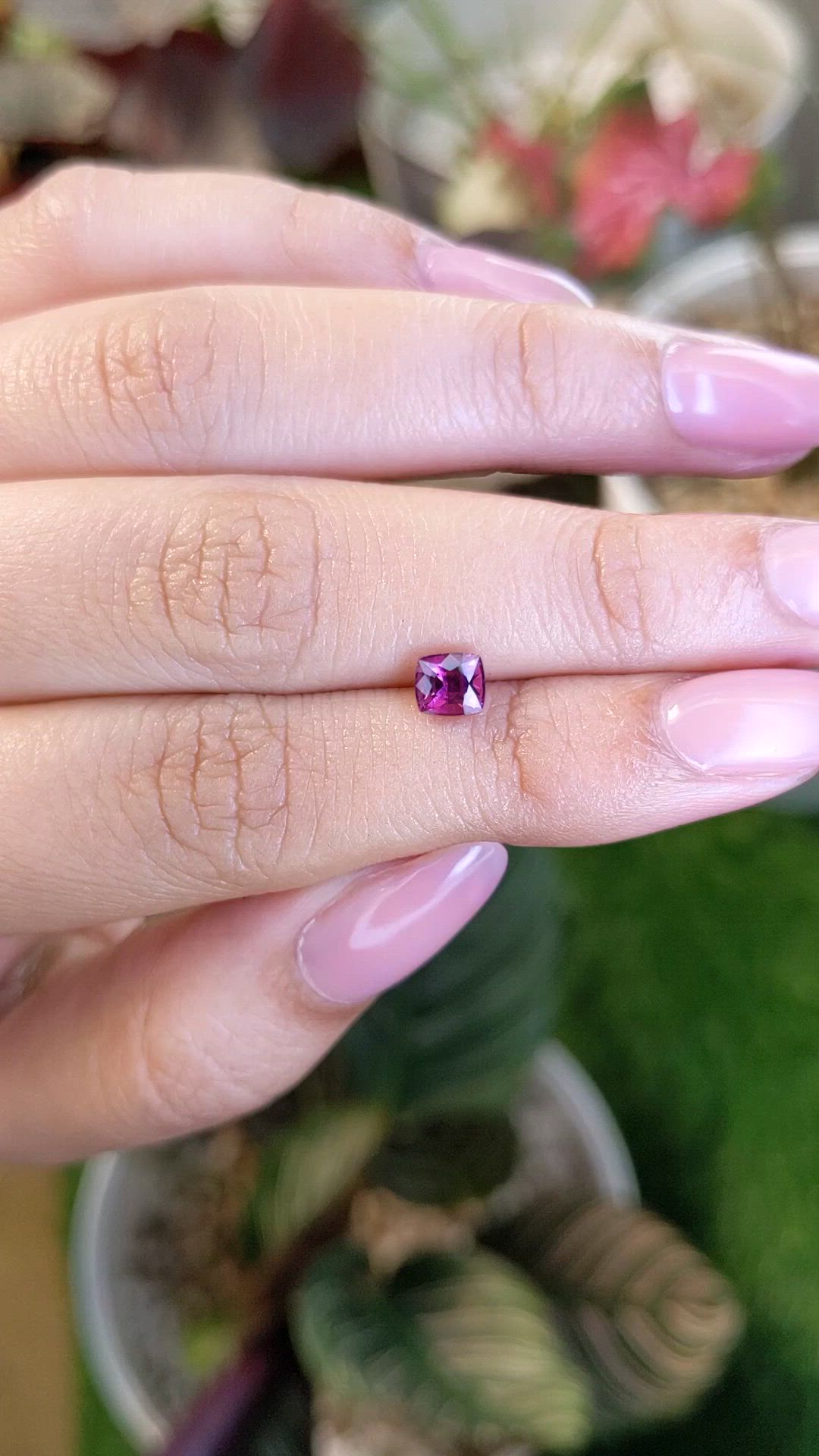 0.88 Ct. Pinkish Purple Rhodolite Garnet from Ceylon (Sri Lanka) Size Video