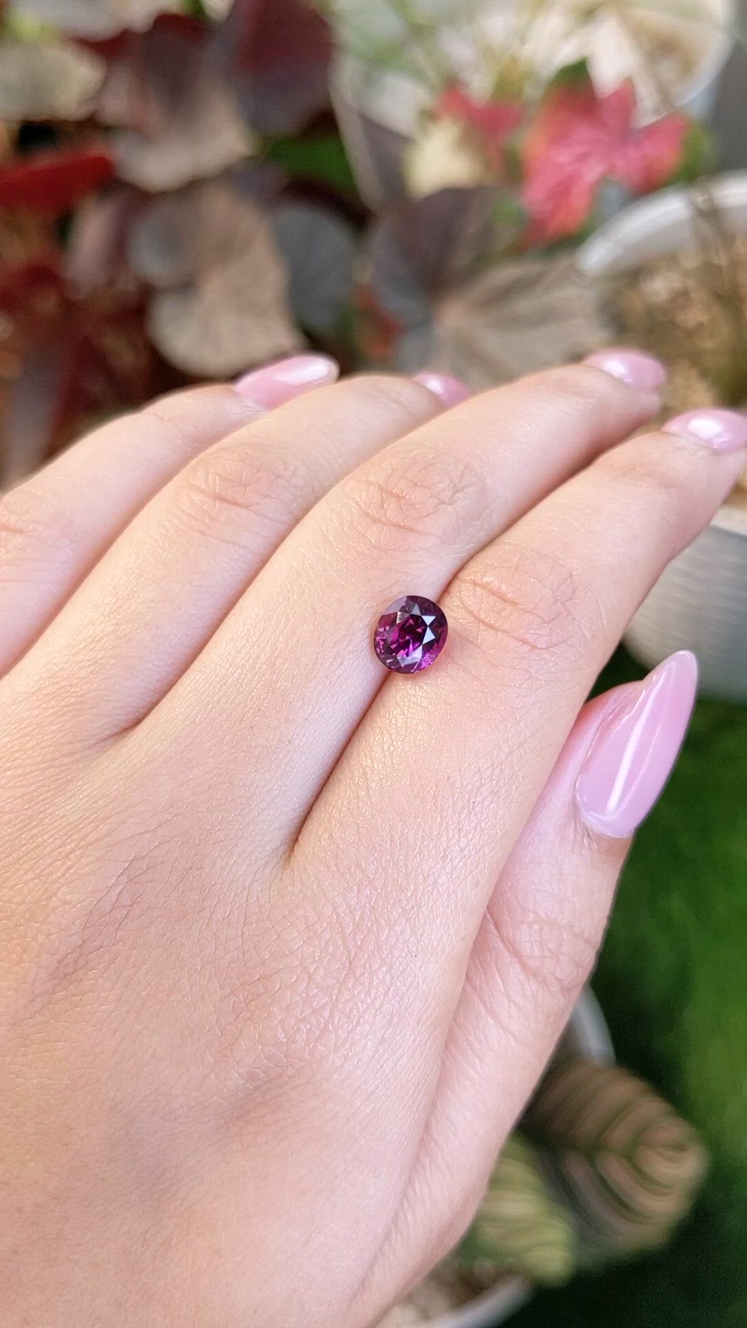 2.06 Ct. Purplish Pink Rhodolite Garnet from Ceylon (Sri Lanka) Size Video