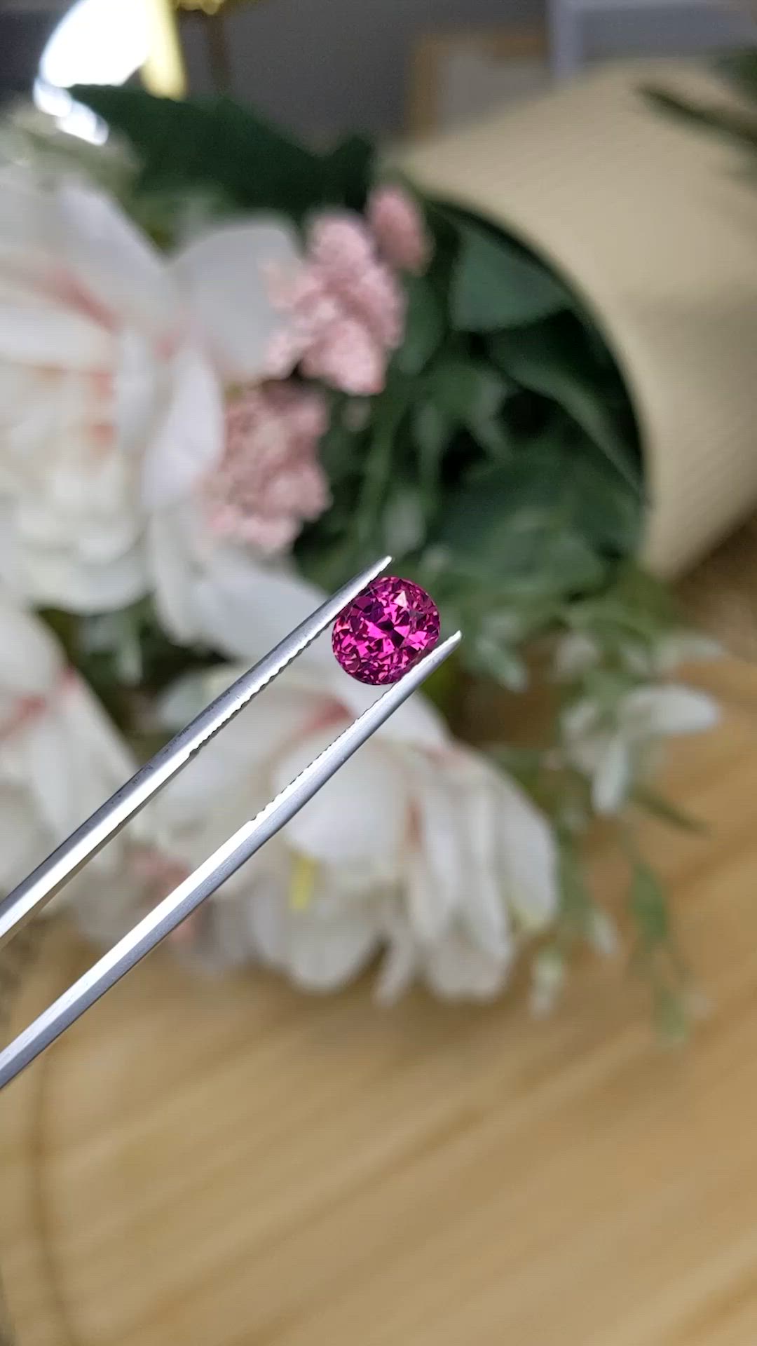 2.06 Ct. Purplish Pink Rhodolite Garnet from Ceylon (Sri Lanka) Size Video