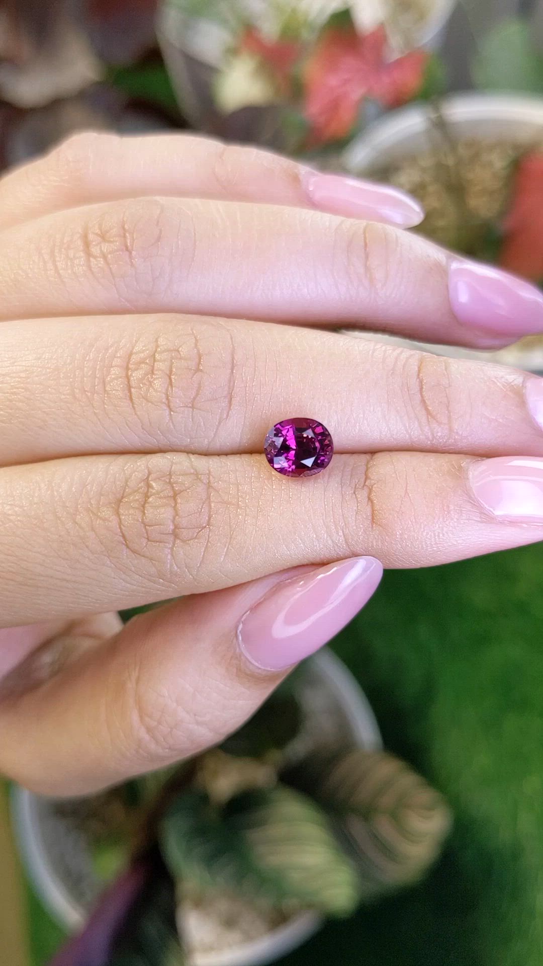 2.06 Ct. Purplish Pink Rhodolite Garnet from Ceylon (Sri Lanka) Size Video