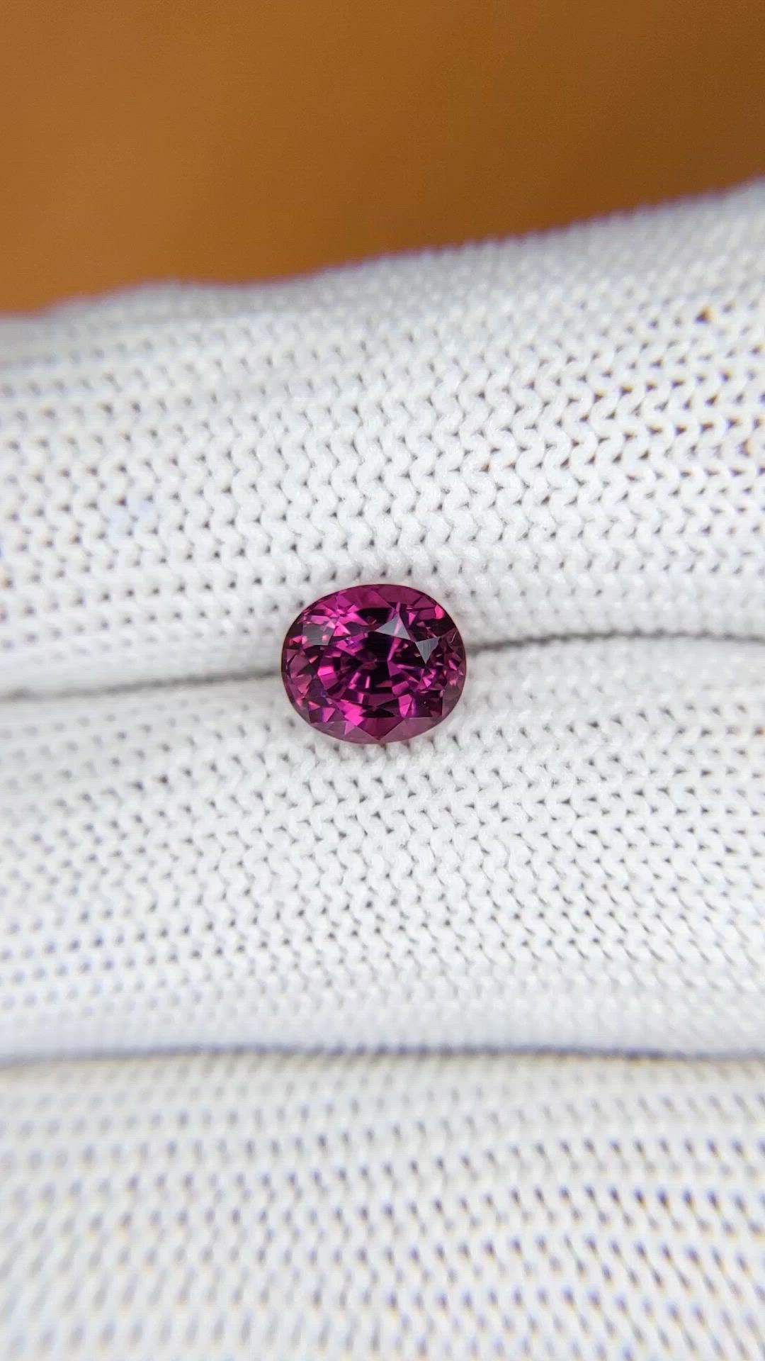 2.06 Ct. Purplish Pink Rhodolite Garnet from Ceylon (Sri Lanka) Size Video