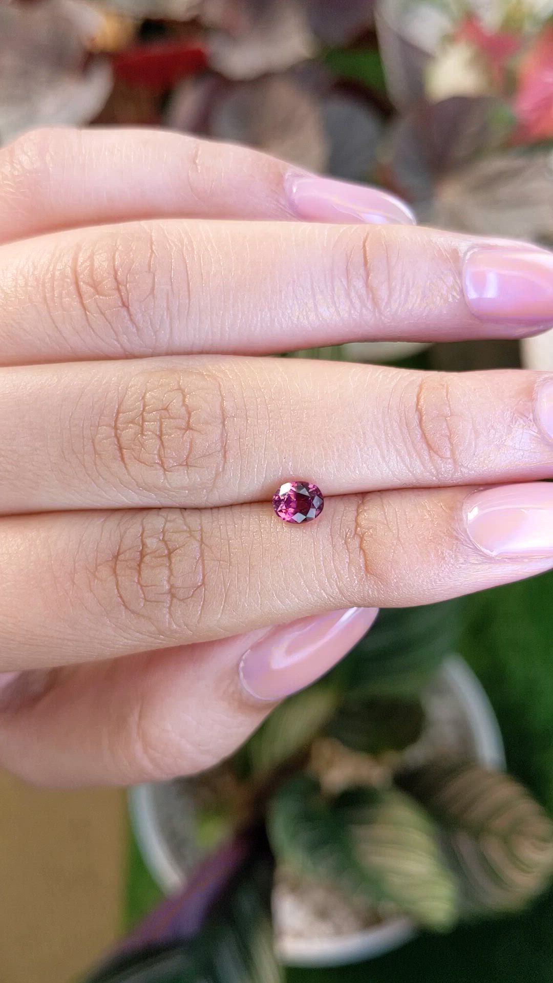 0.71 Ct. Purplish Pink Rhodolite Garnet from Ceylon (Sri Lanka) Size Video
