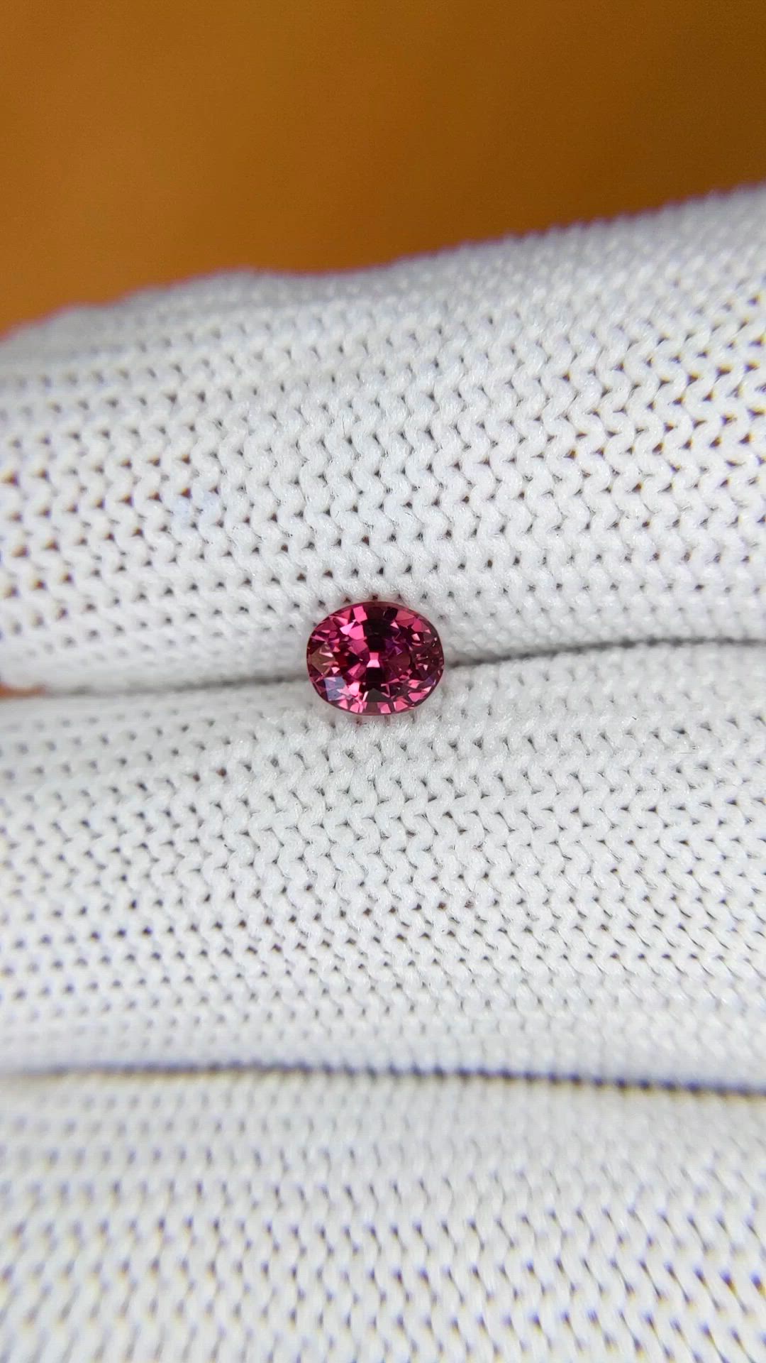 0.71 Ct. Purplish Pink Rhodolite Garnet from Ceylon (Sri Lanka) Size Video
