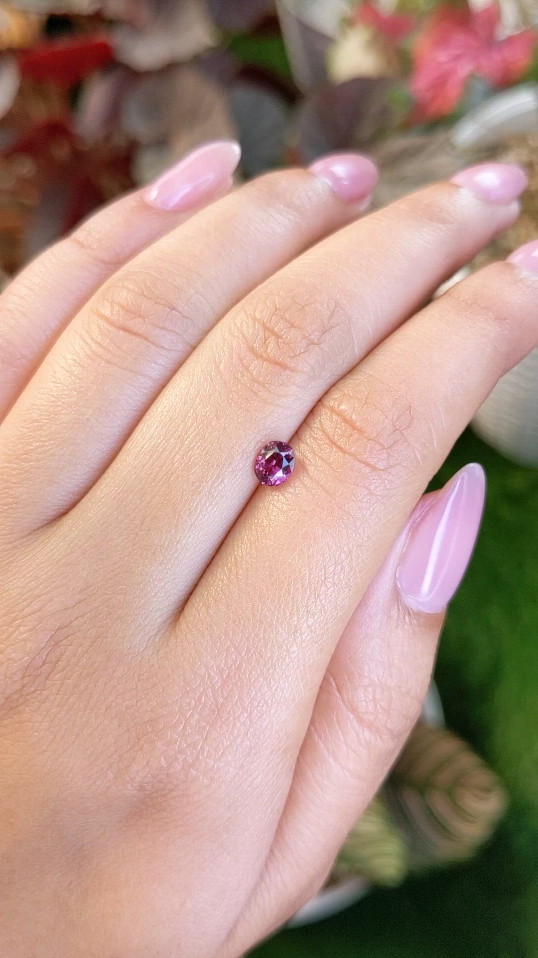 0.71 Ct. Purplish Pink Rhodolite Garnet from Ceylon (Sri Lanka) Size Video