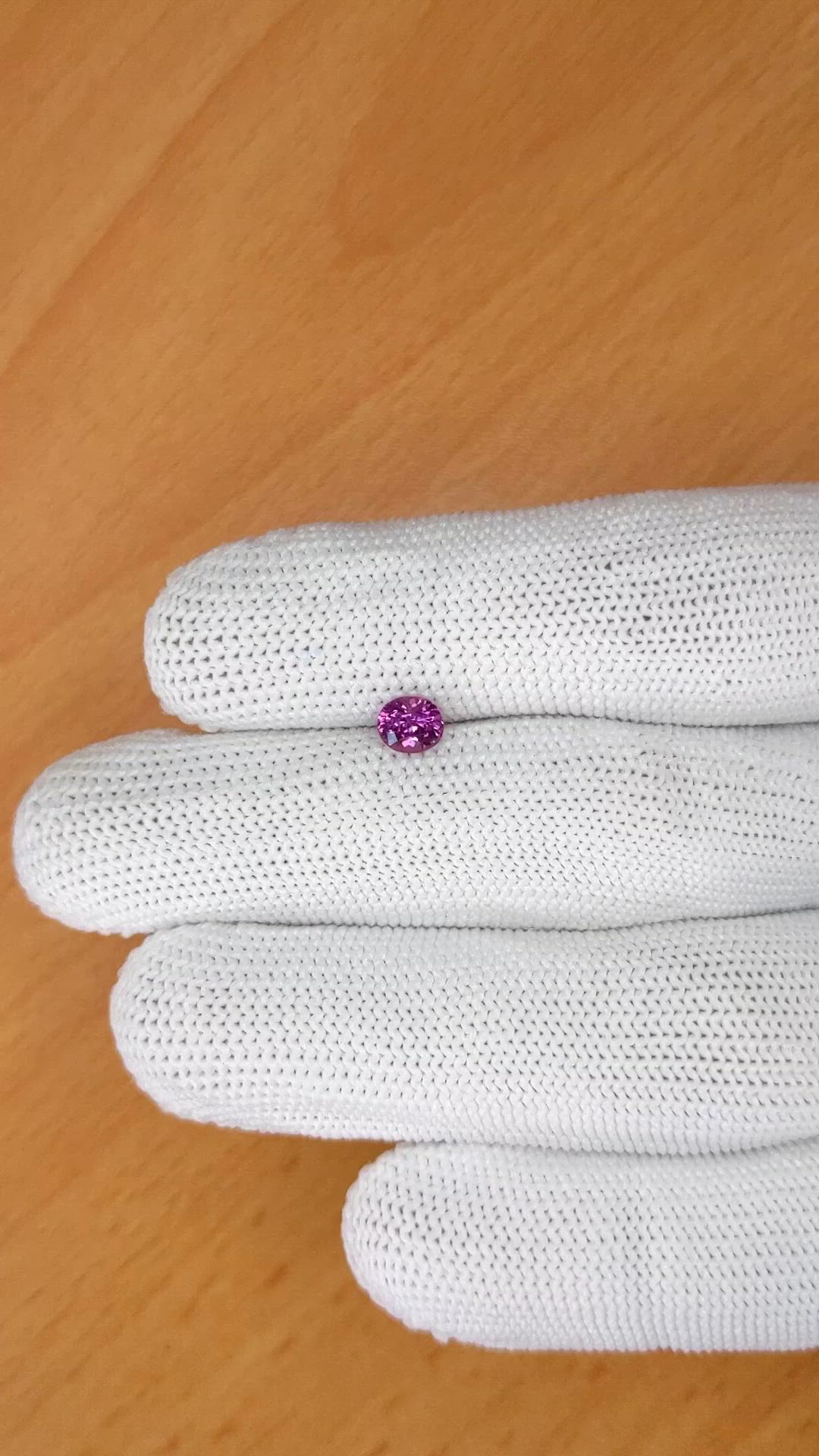 0.61 Ct. Pinkish Purple Rhodolite Garnet from Ceylon (Sri Lanka) Size Video