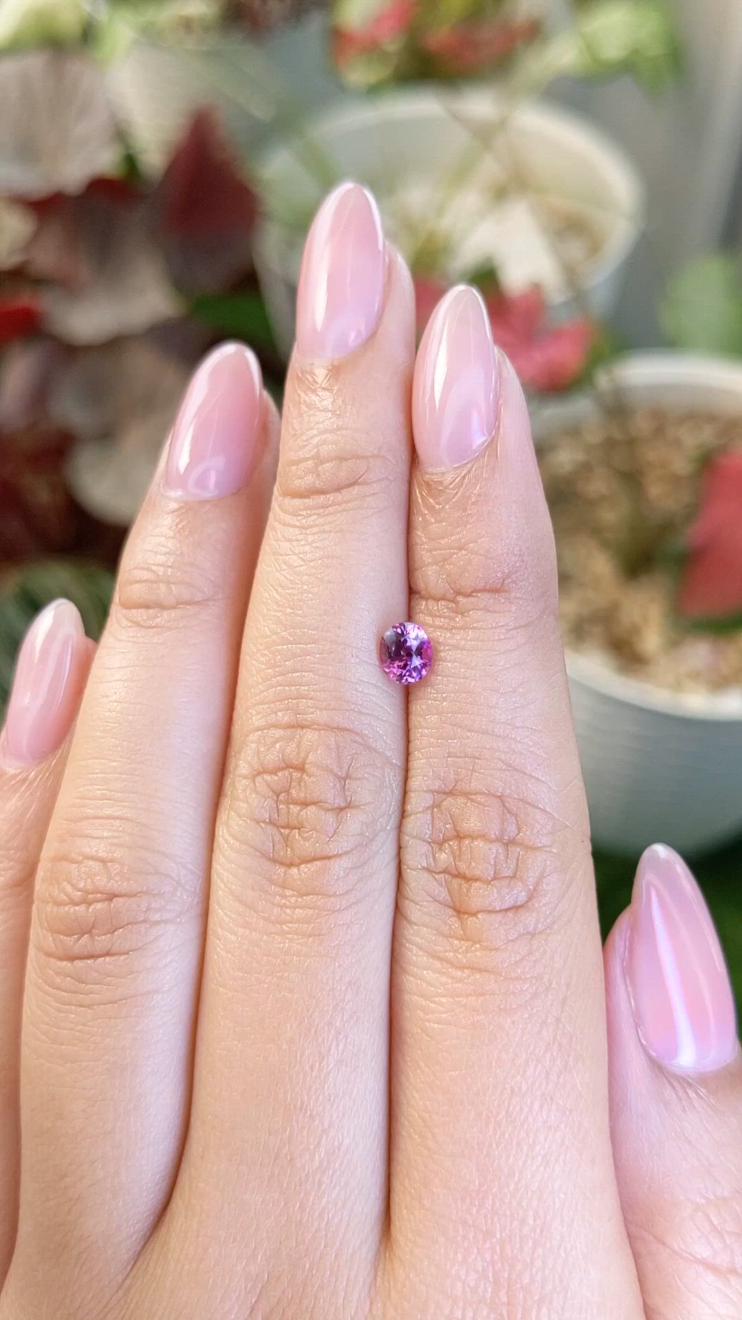 0.61 Ct. Pinkish Purple Rhodolite Garnet from Ceylon (Sri Lanka) Size Video