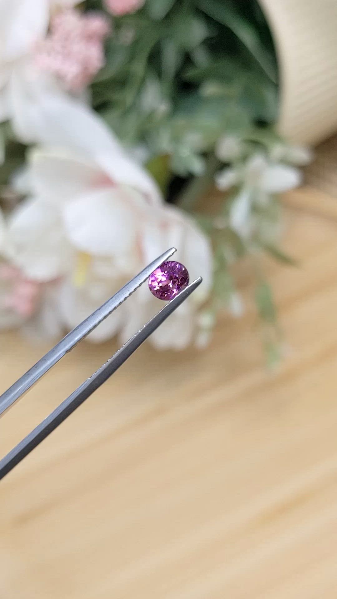 0.61 Ct. Pinkish Purple Rhodolite Garnet from Ceylon (Sri Lanka) Size Video