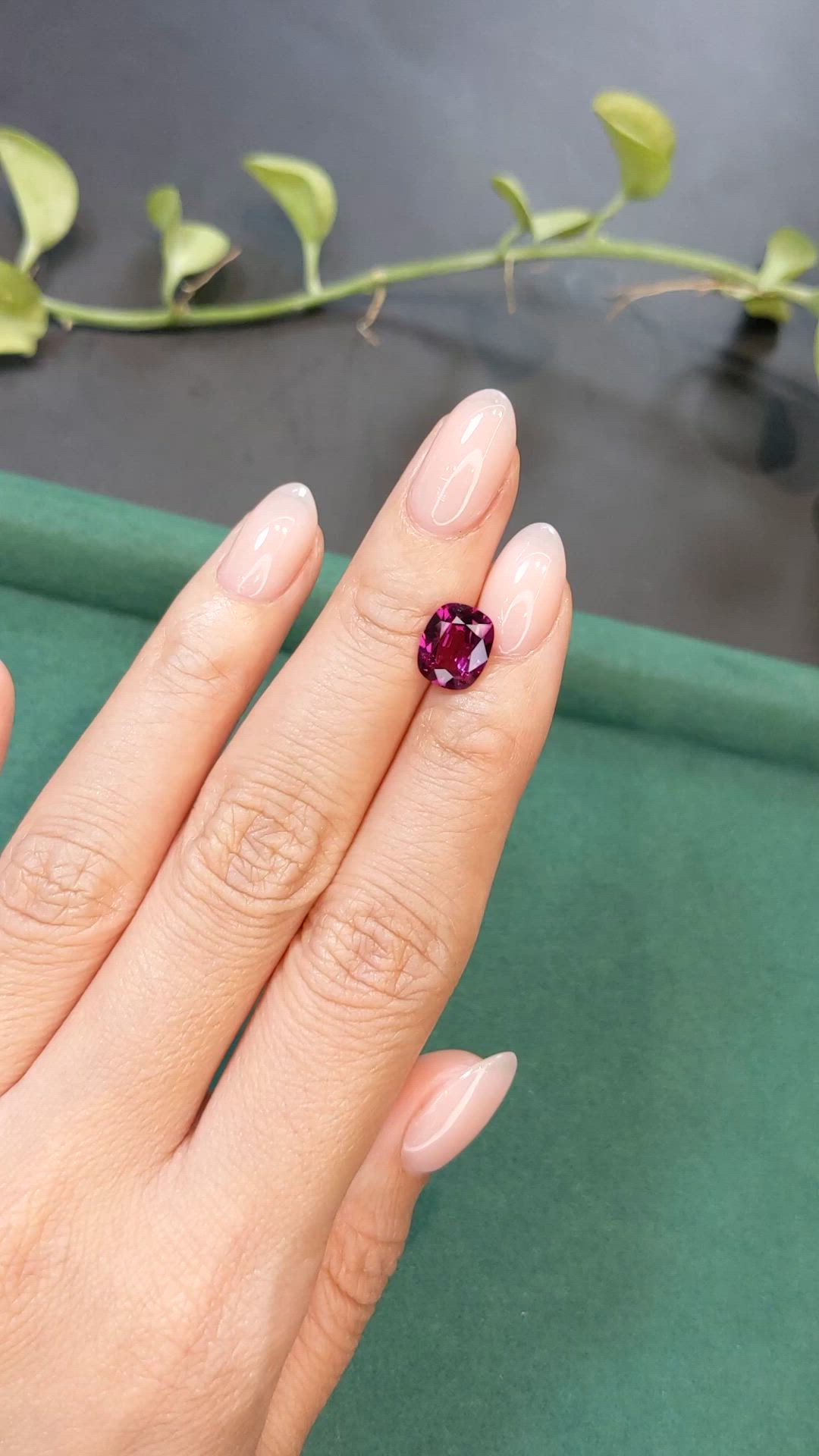 2.39 Ct. Purplish Pink Garnet from Tanzania Size Video