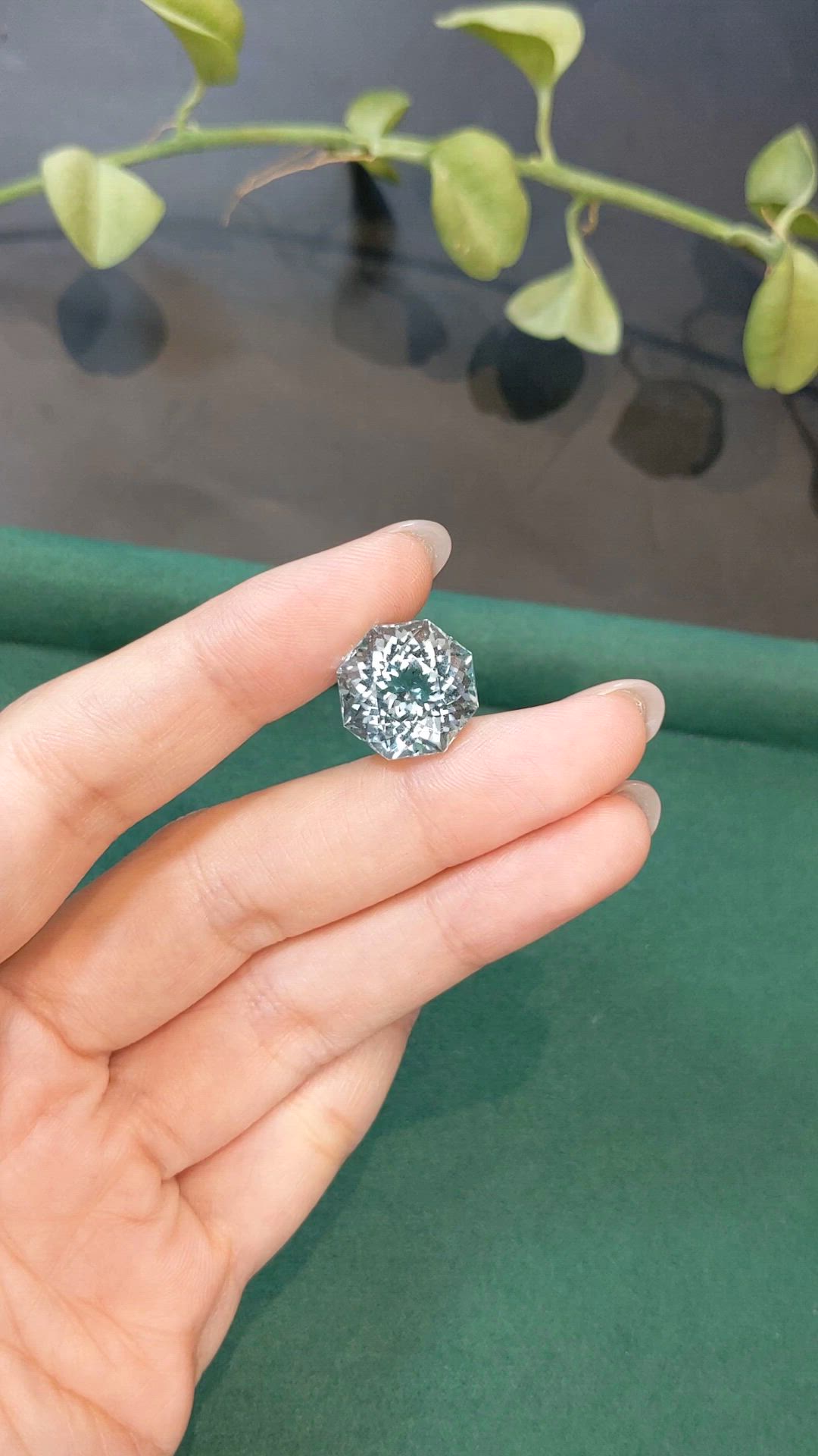 14.24 Ct. Greenish Blue Aquamarine from Brazil Size Video