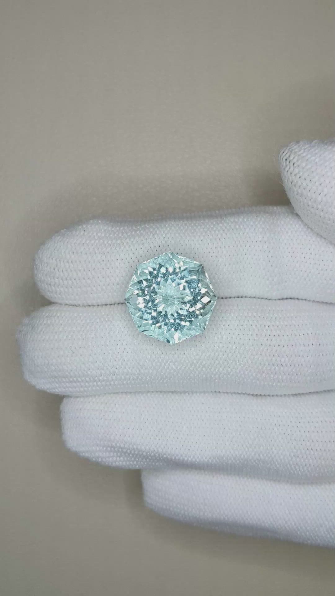 14.24 Ct. Greenish Blue Aquamarine from Brazil Size Video