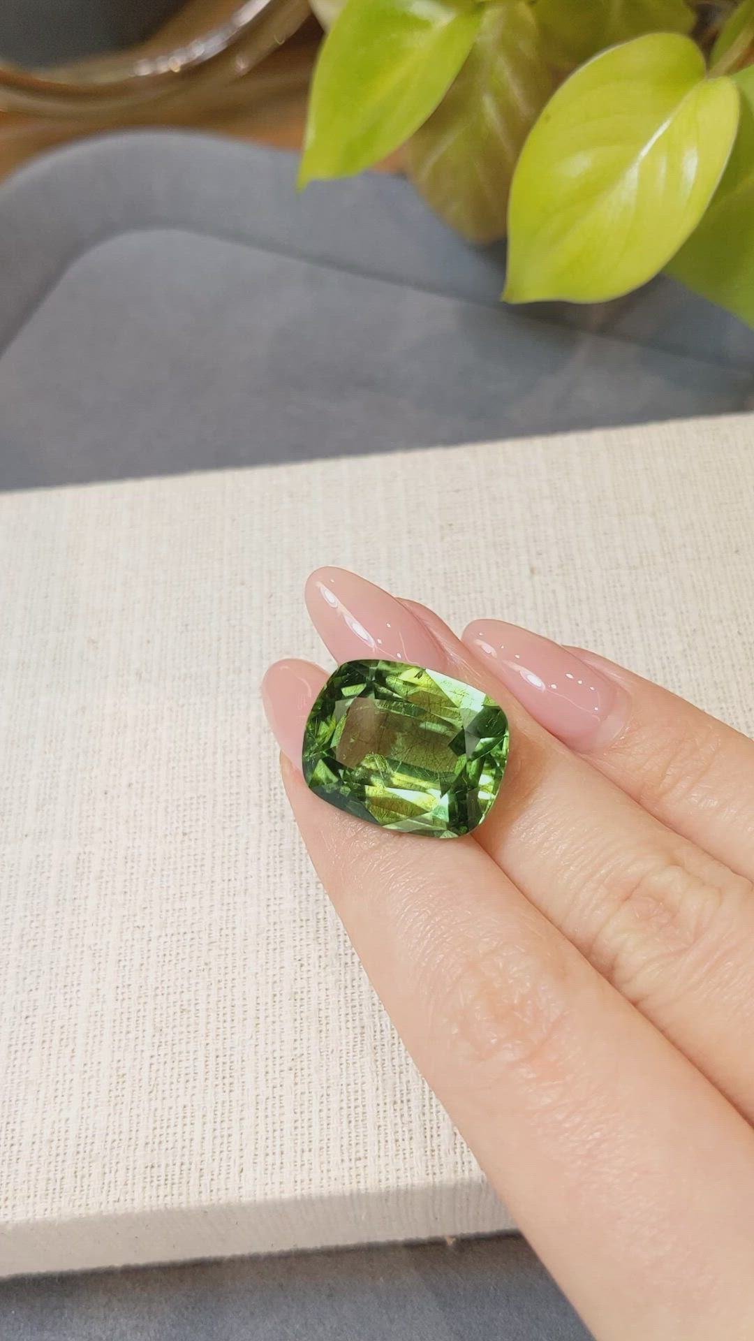 26.75 Ct. Green (Lime Green) Peridot from Burma (Myanmar) Size Video