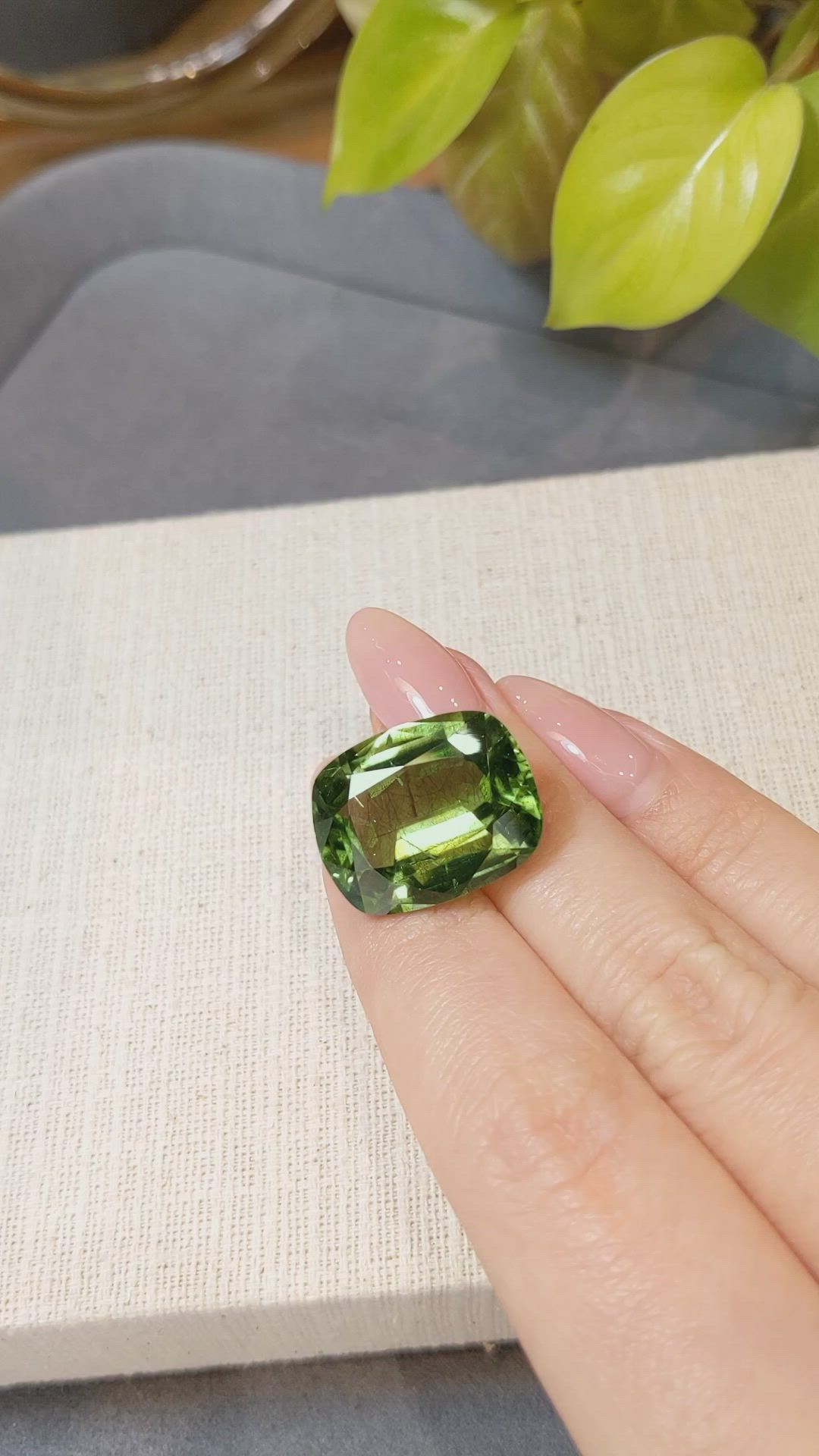 26.75 Ct. Green (Lime Green) Peridot from Burma (Myanmar) Size Video