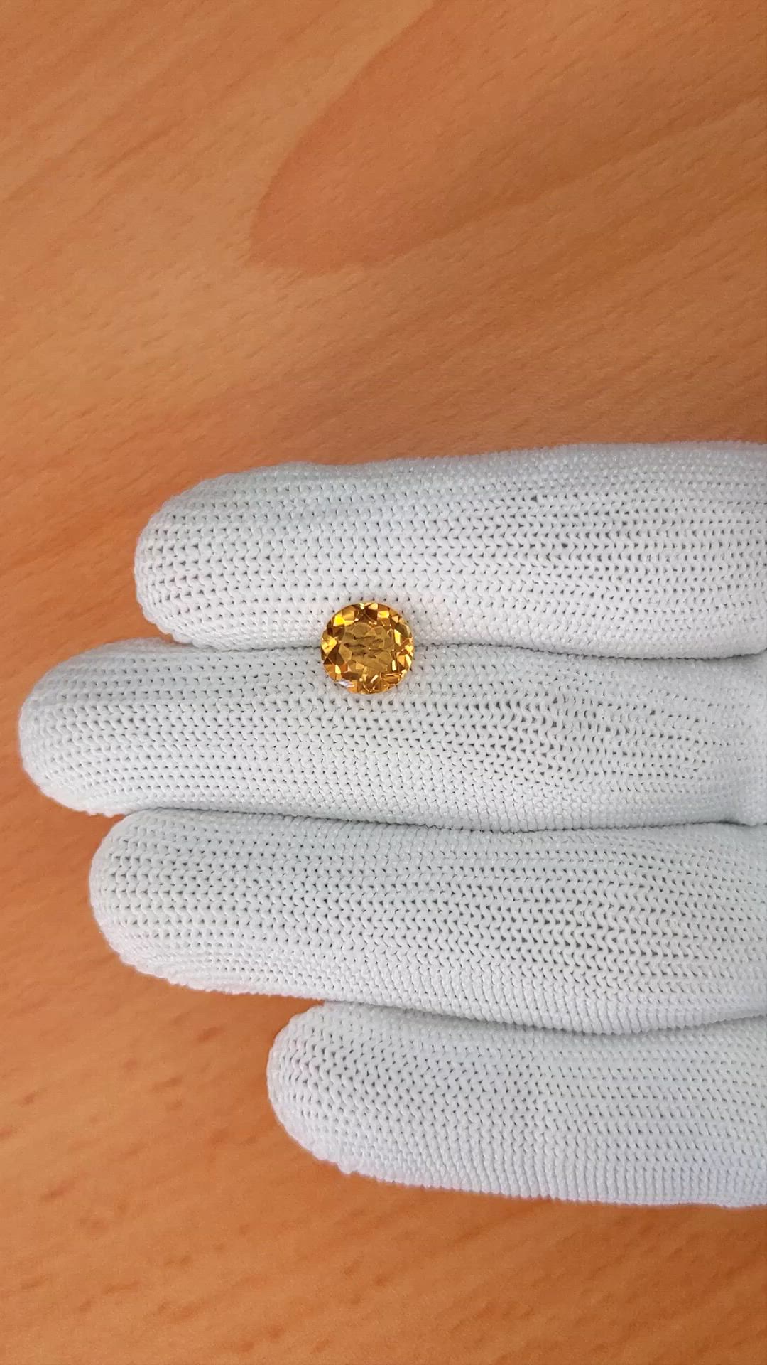 1.73 Ct. Yellowish Orange Citrine from Ceylon (Sri Lanka) Size Video