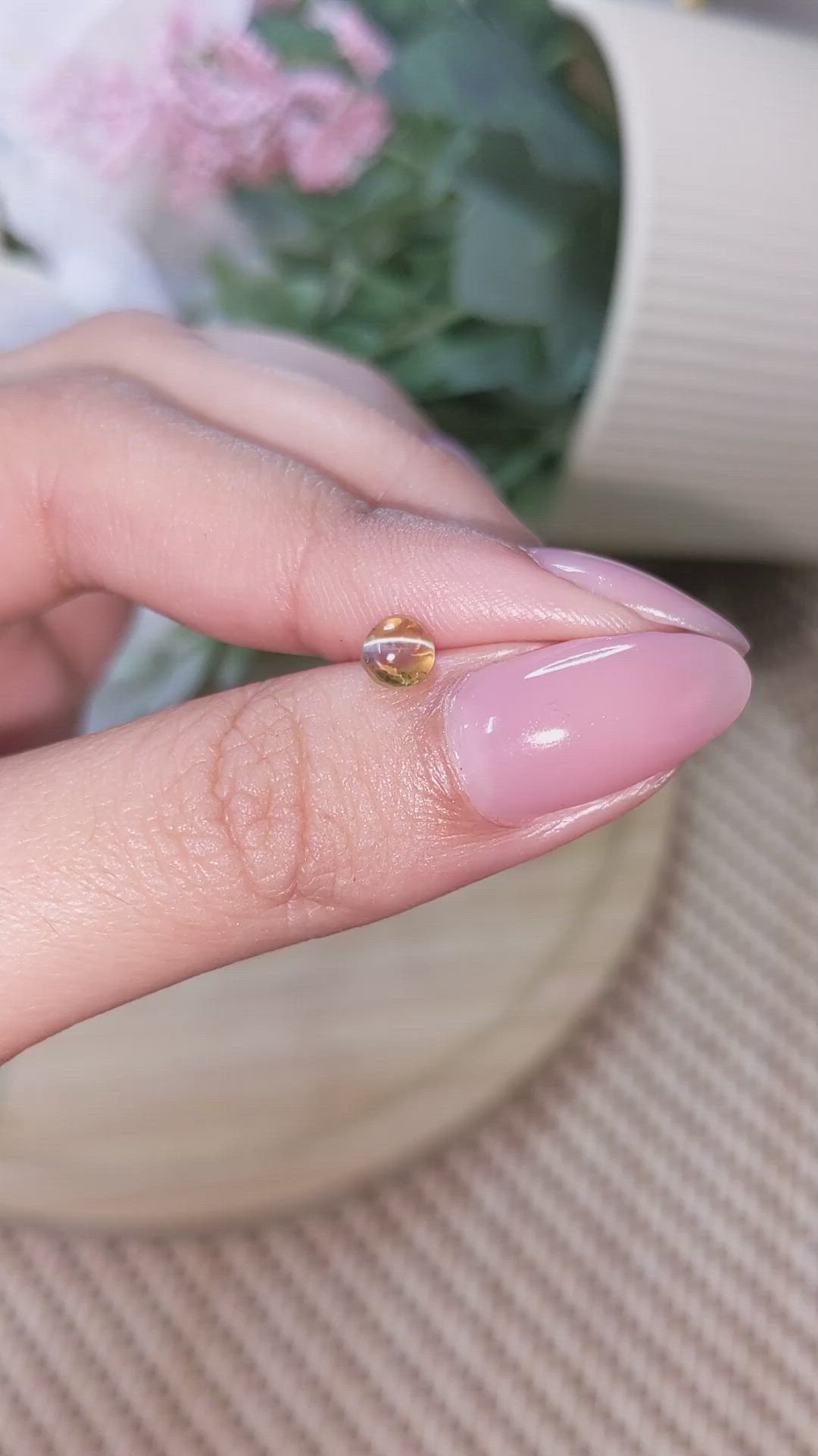 0.79 Ct. Yellowish Brown Cabochon Chrysoberyl from Ceylon (Sri Lanka) Size Video