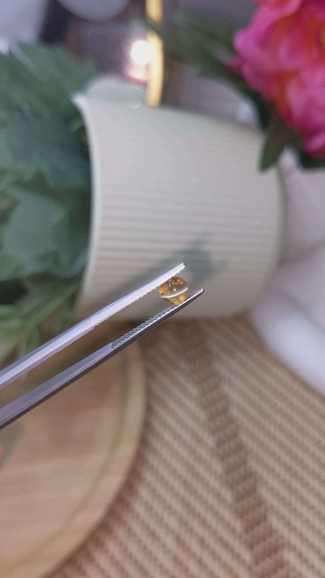 0.79 Ct. Yellowish Brown Cabochon Chrysoberyl from Ceylon (Sri Lanka) Size Video