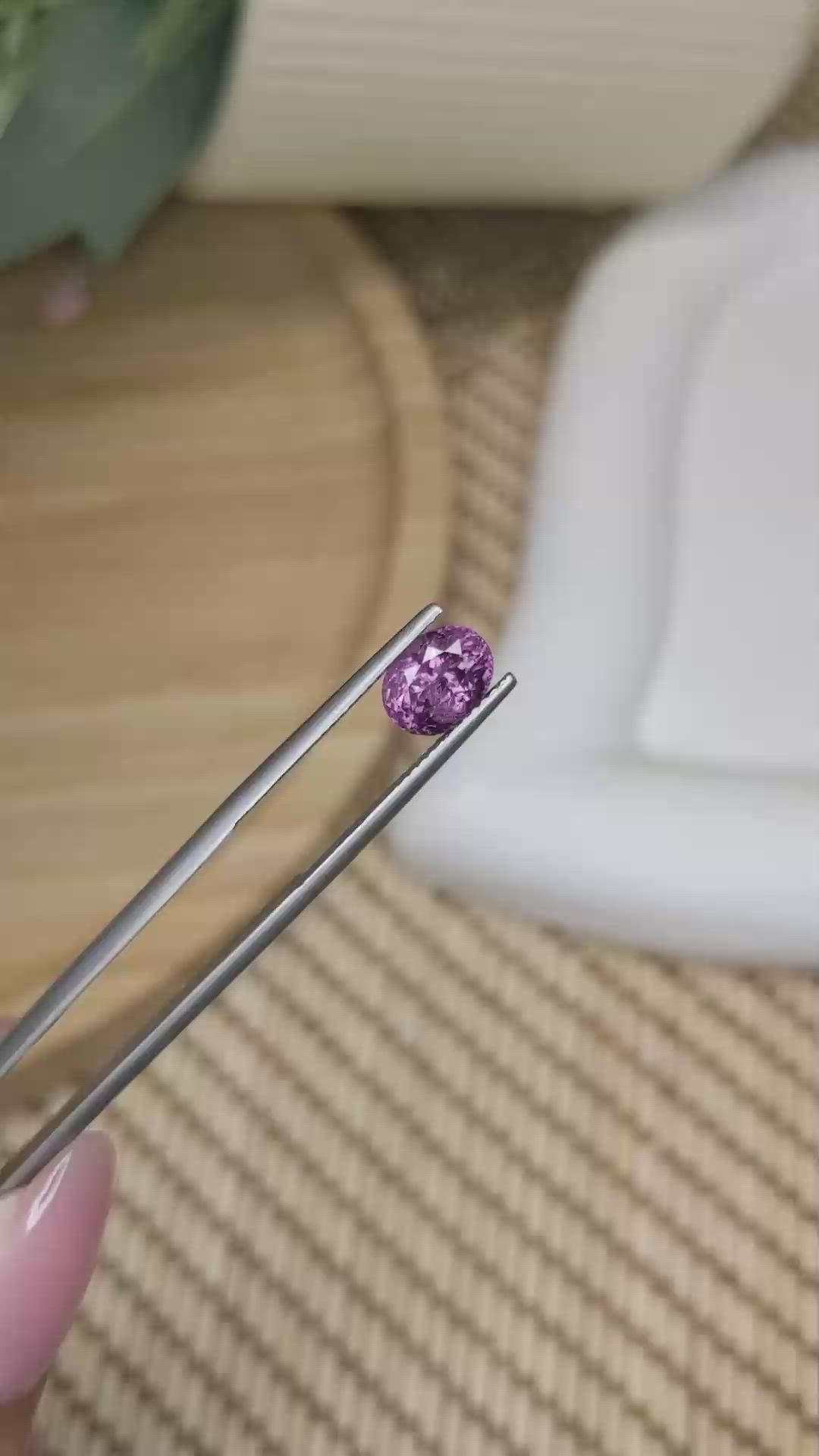 1.82 Ct. Purplish Pink Spinel from Ceylon (Sri Lanka) Size Video