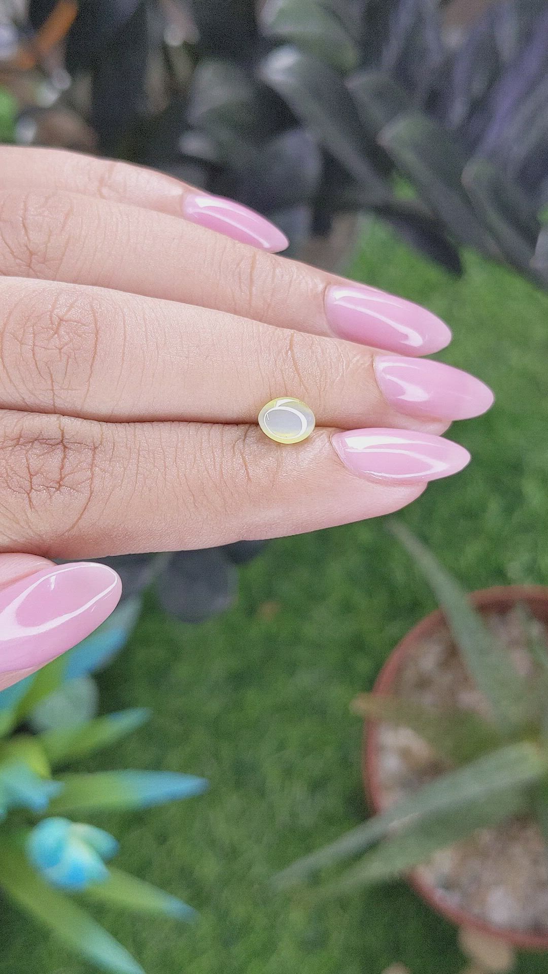 0.97 Ct. Greenish Yellow Cabochon Chrysoberyl from Tanzania Size Video