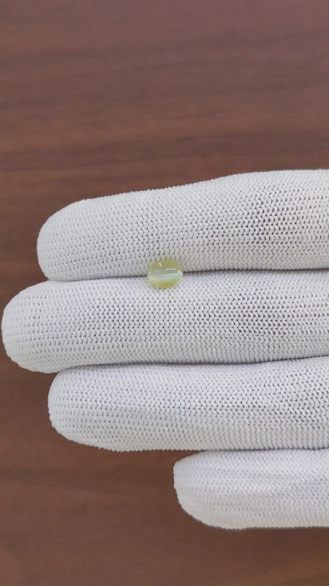 0.97 Ct. Greenish Yellow Cabochon Chrysoberyl from Tanzania Size Video