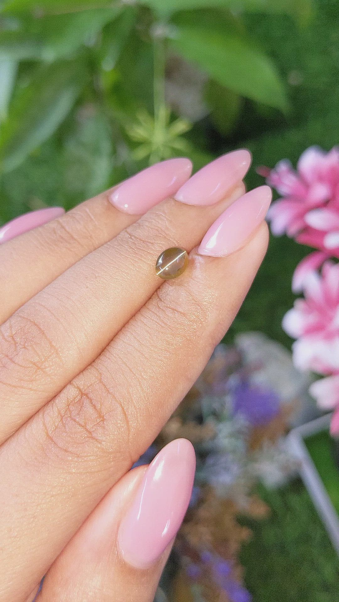 1.09 Ct. Brownish Green Cabochon Chrysoberyl from Tanzania Size Video