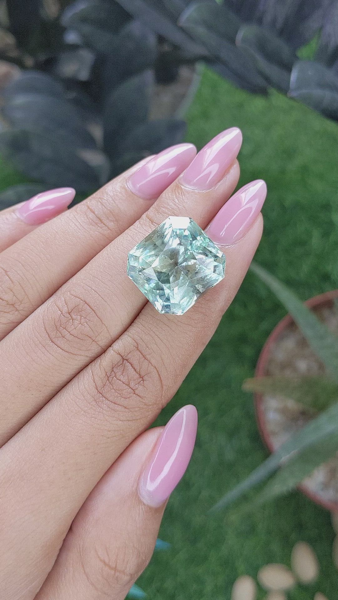 23.32 Ct. Bluish Green Aquamarine from Tanzania Size Video