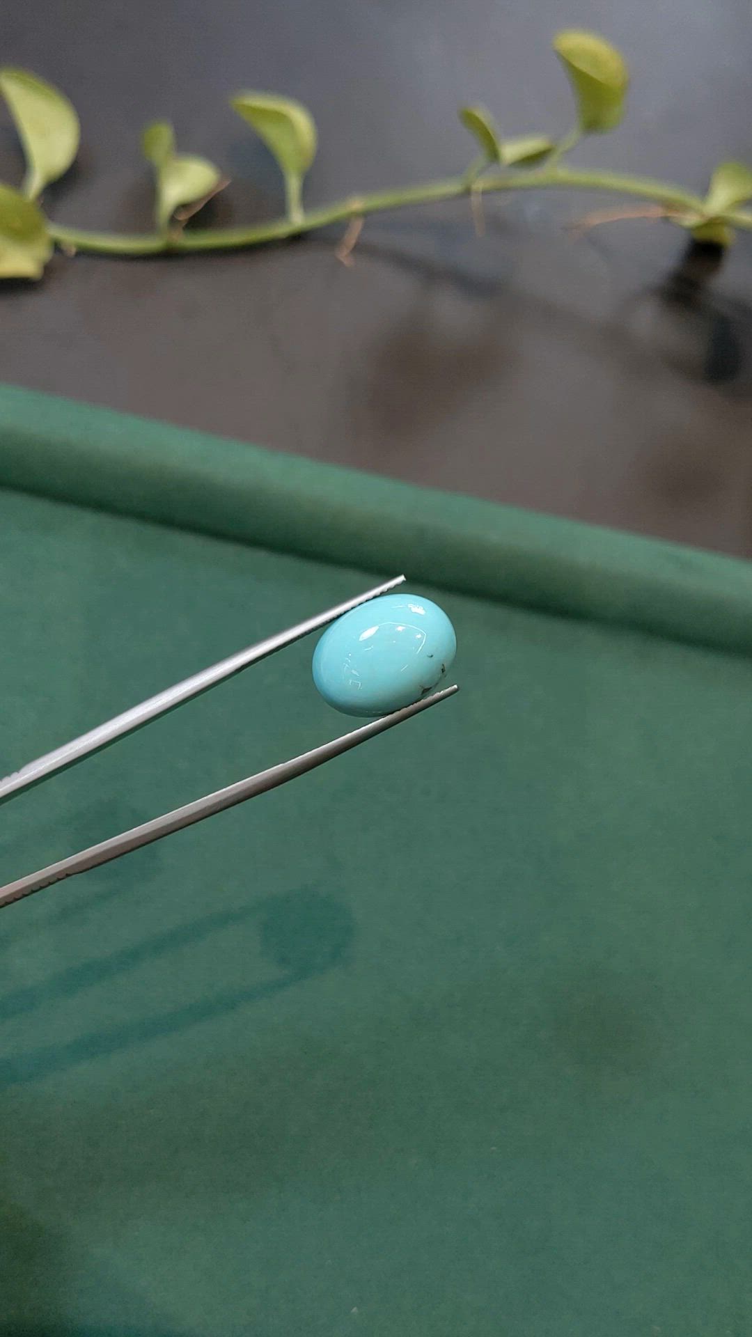 7.21 Ct. Greenish Blue Cabochon Turquoise from Persia(Iran) Size Video