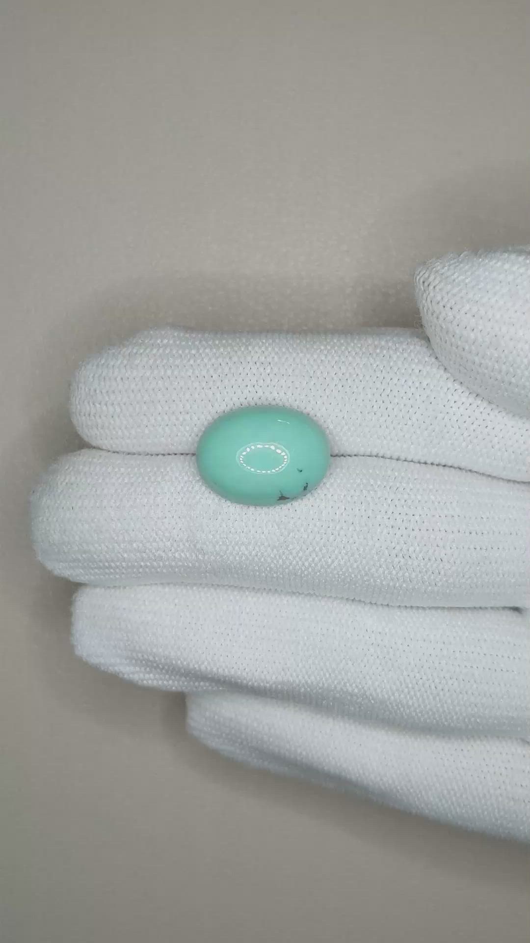 7.21 Ct. Greenish Blue Cabochon Turquoise from Persia(Iran) Size Video