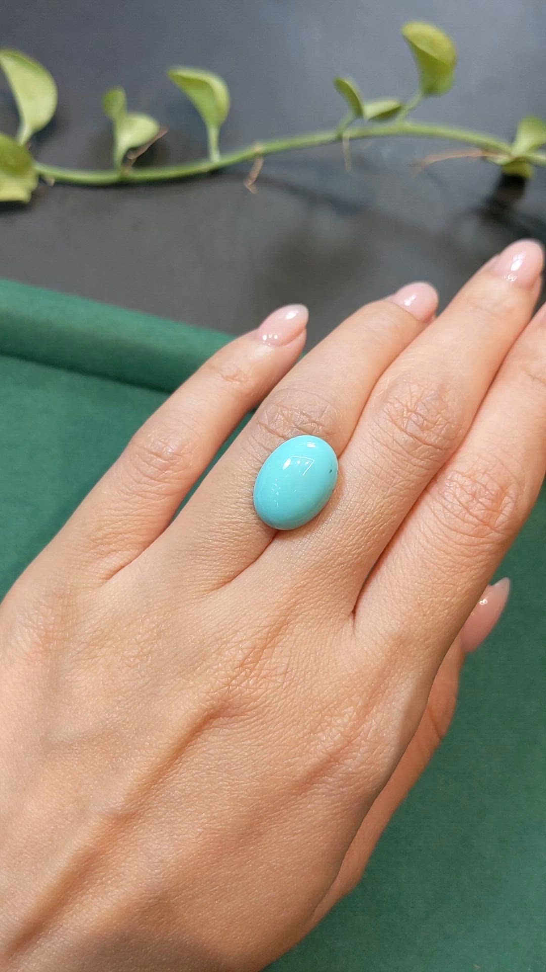 7.21 Ct. Greenish Blue Cabochon Turquoise from Persia(Iran) Size Video