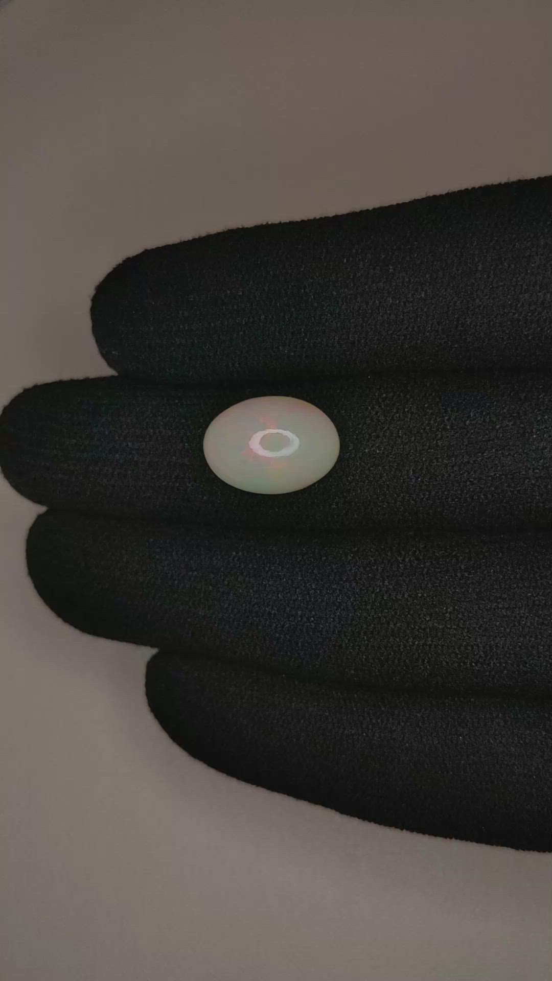 5.84 Ct. Multi Color Cabochon White Opal from Ethiopia Size Video