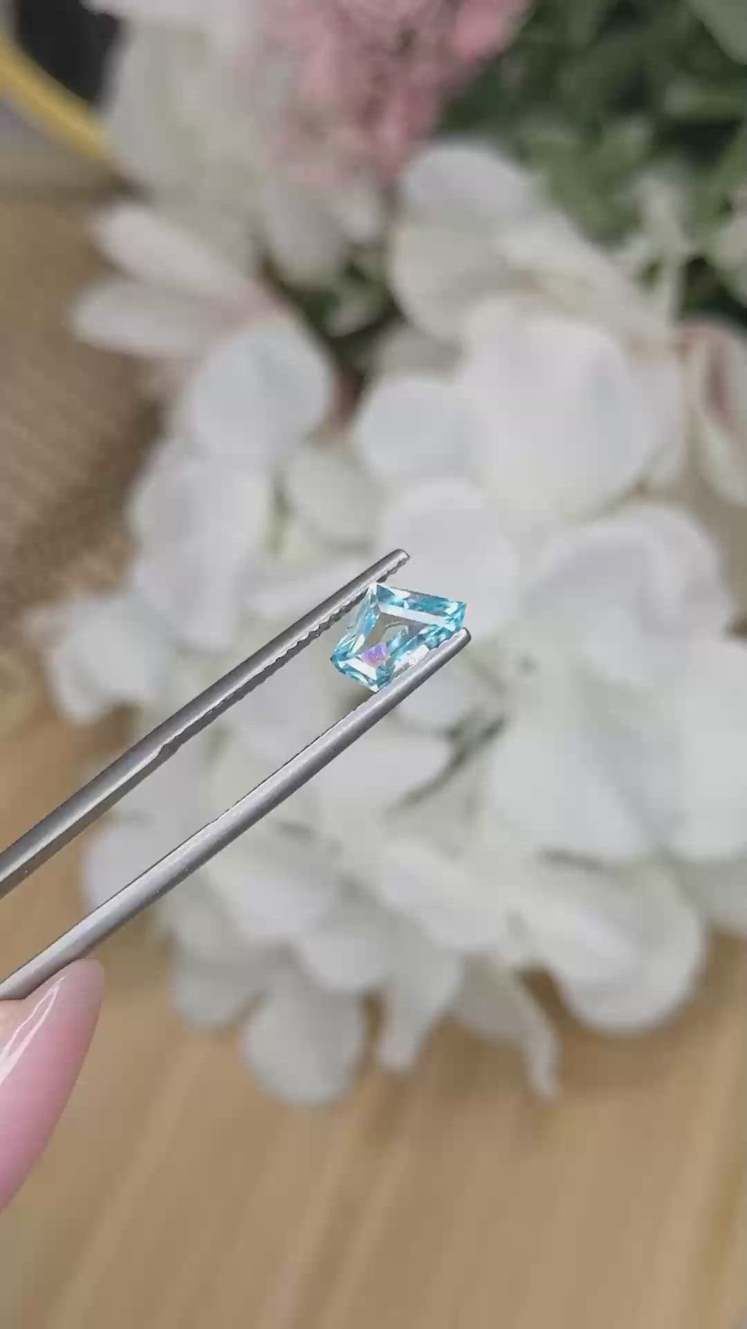 1.29 Ct. Greenish Blue Zircon from Ceylon (Sri Lanka) Size Video