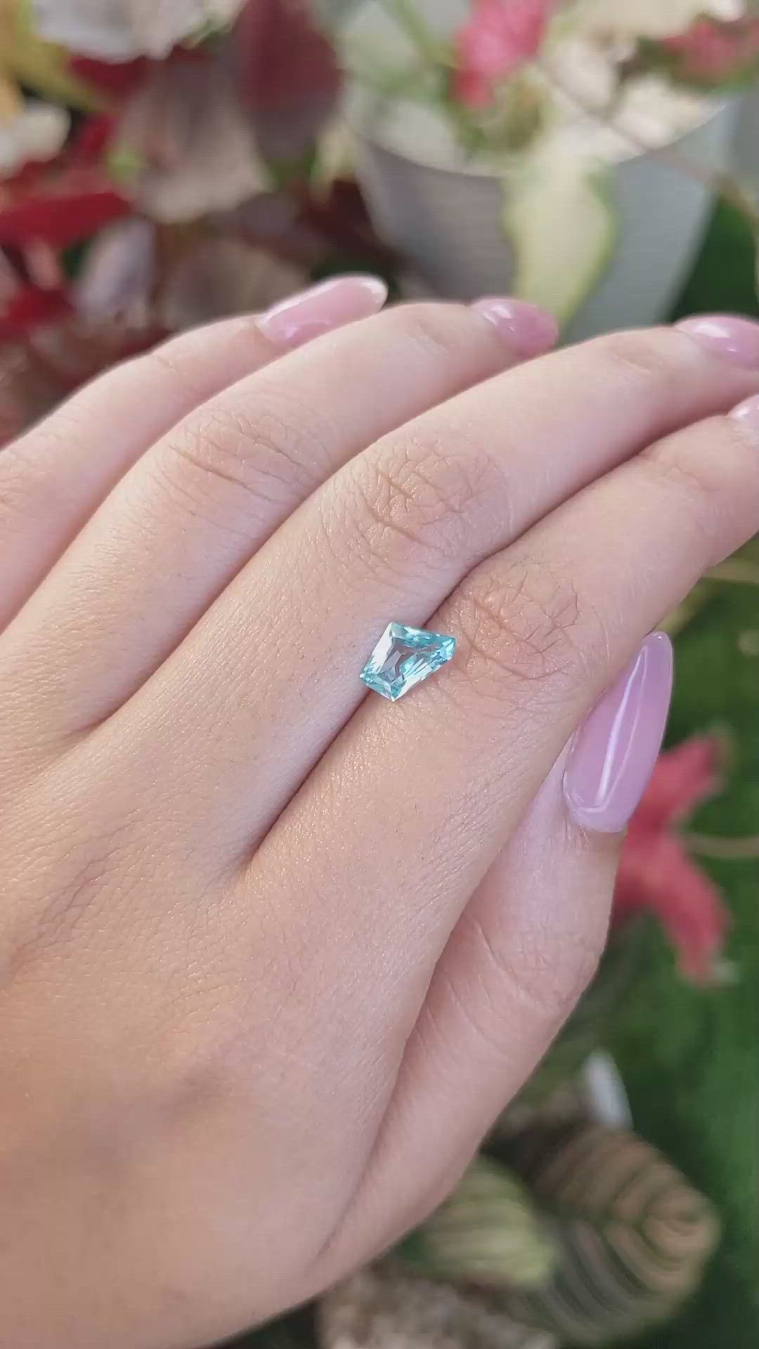 1.29 Ct. Greenish Blue Zircon from Ceylon (Sri Lanka) Size Video