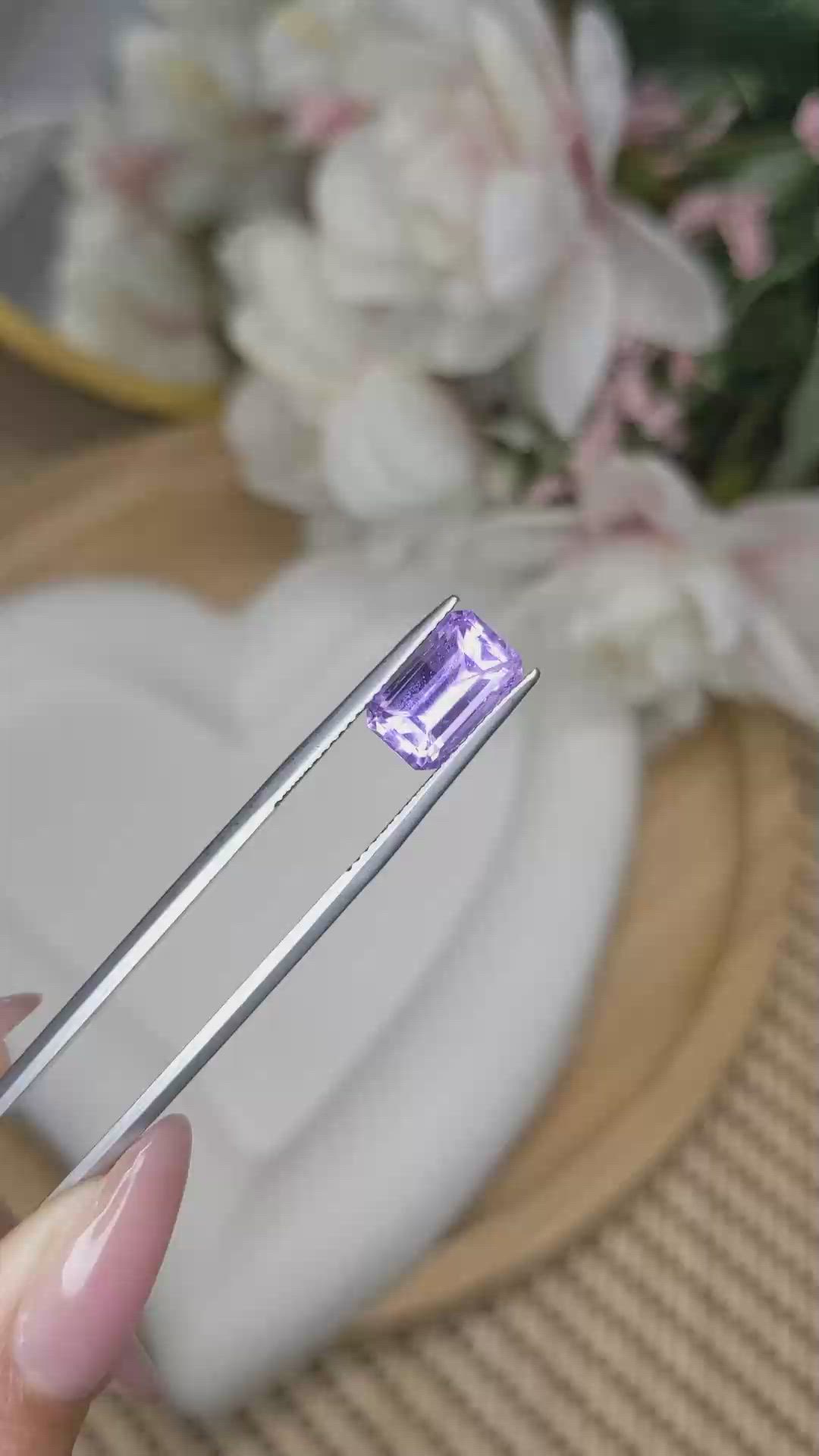 3.85 Ct. Purple Spinel from Ceylon (Sri Lanka) Size Video