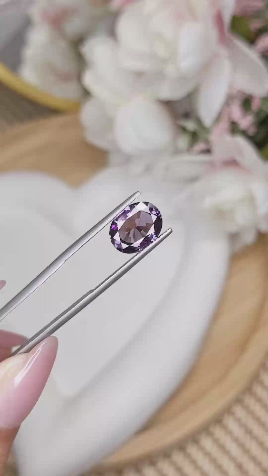 3.55 Ct. Pinkish Purple Spinel from Ceylon (Sri Lanka) Size Video