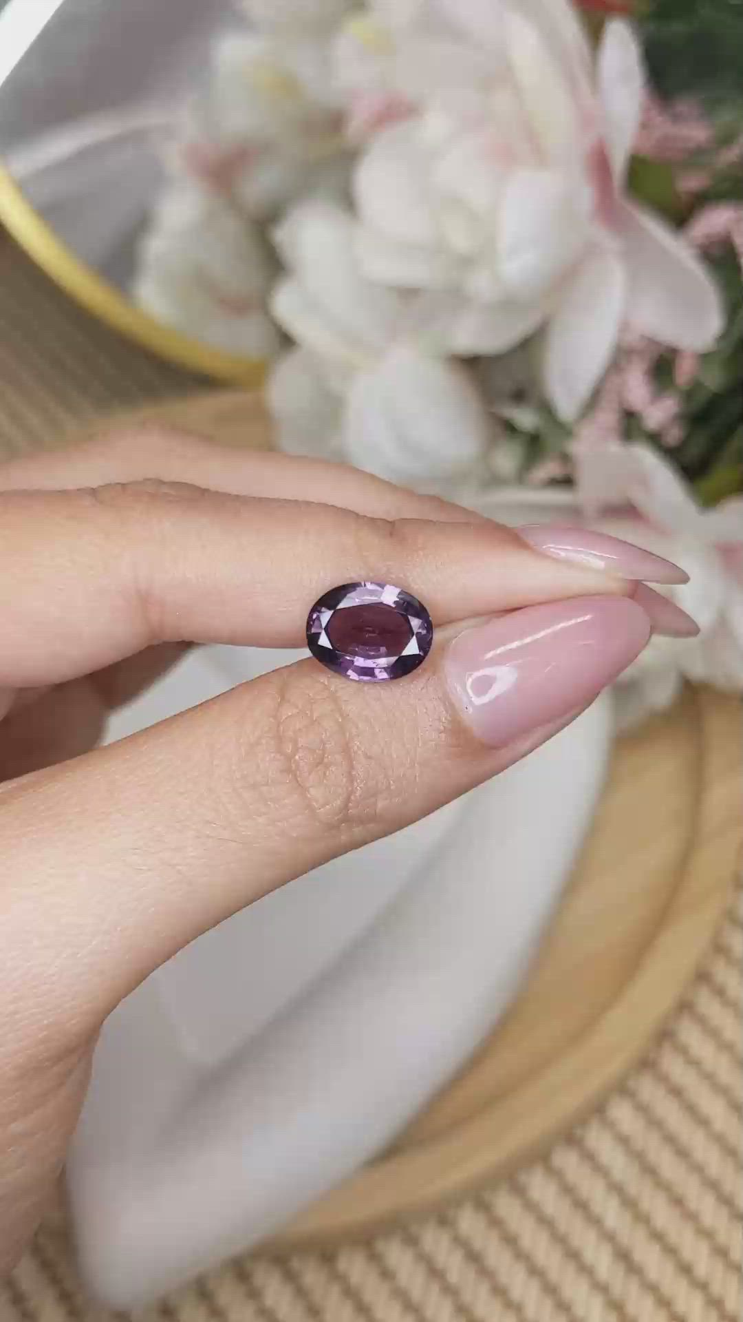 3.55 Ct. Pinkish Purple Spinel from Ceylon (Sri Lanka) Size Video