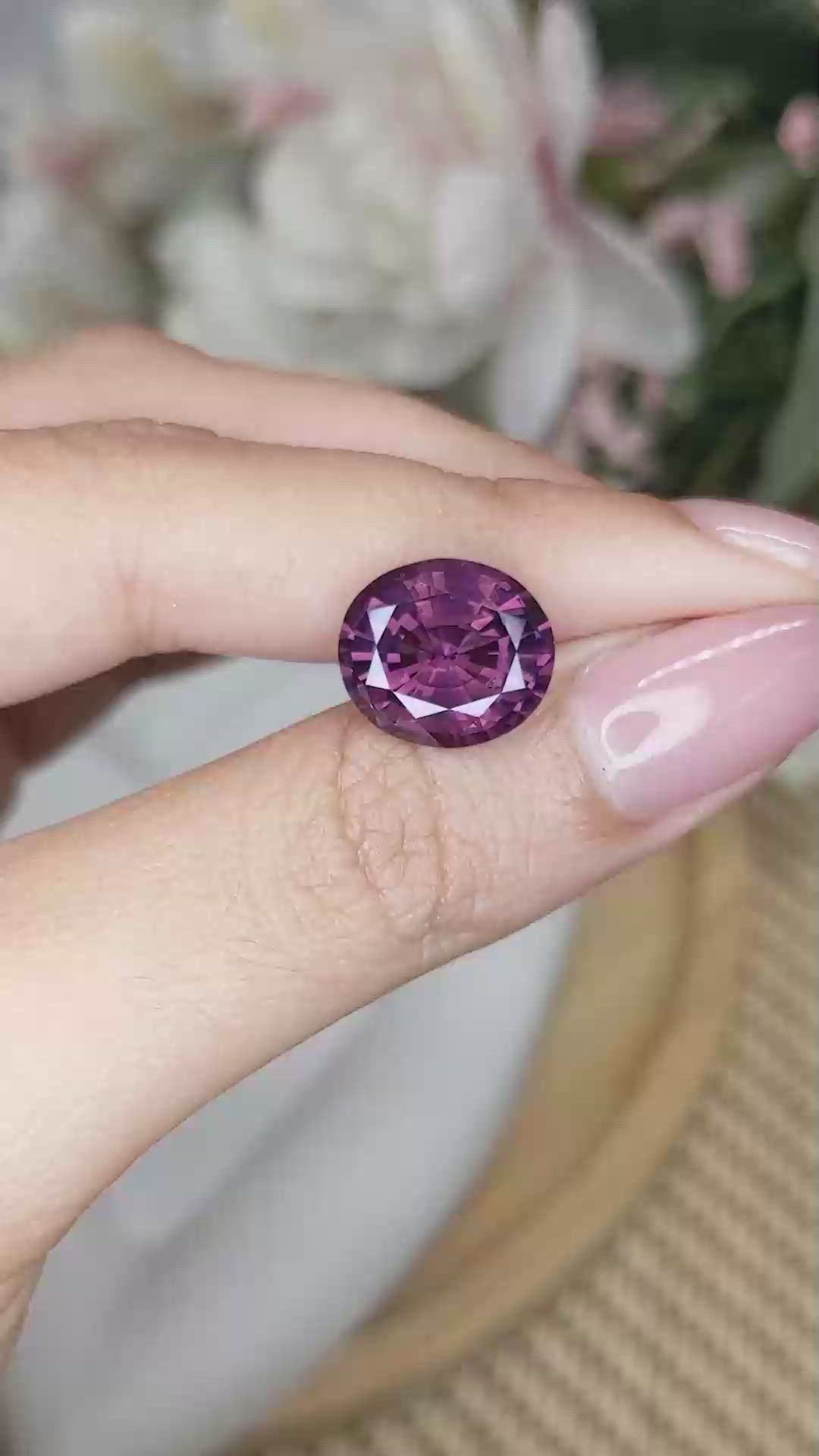 7.20 Ct. Purplish Pink Spinel from Ceylon (Sri Lanka) Size Video