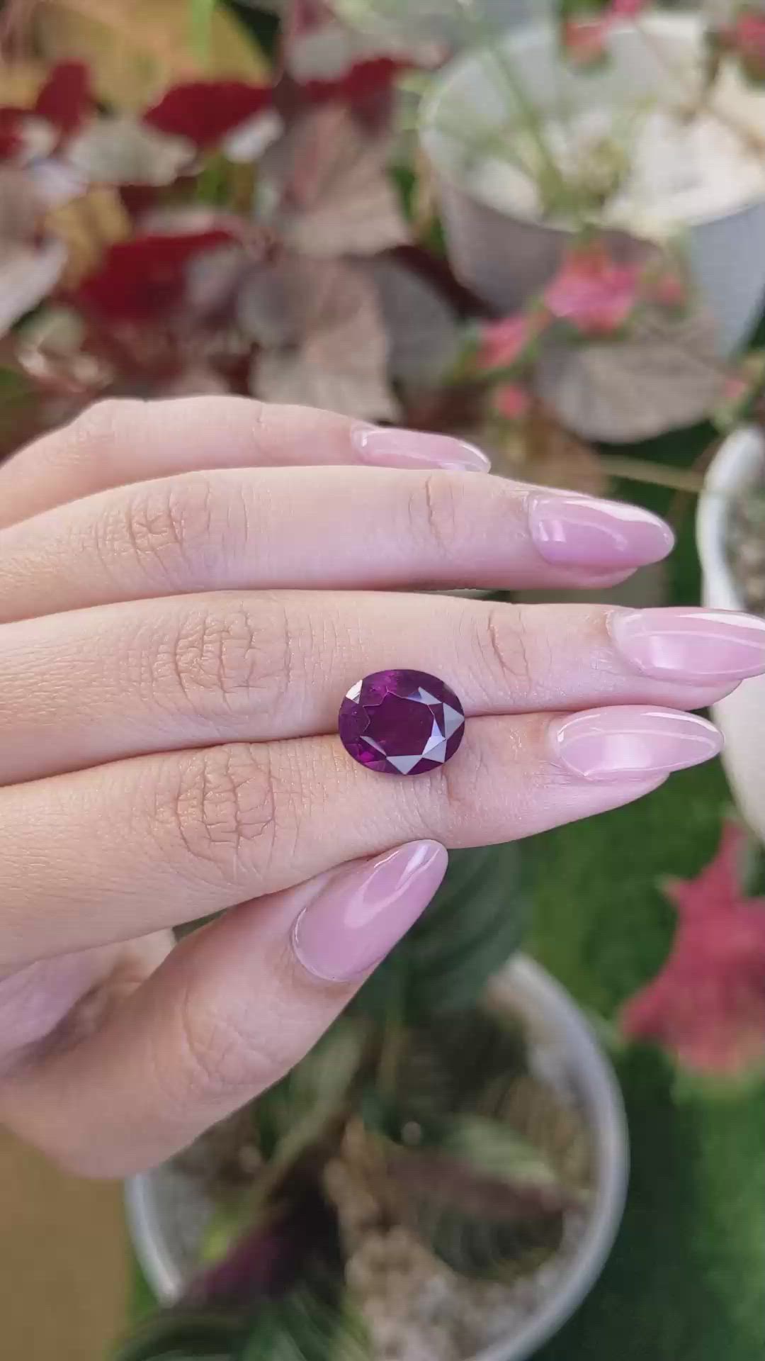 7.57 Ct. Pinkish Purple Rhodolite Garnet from Ceylon (Sri Lanka) Size Video