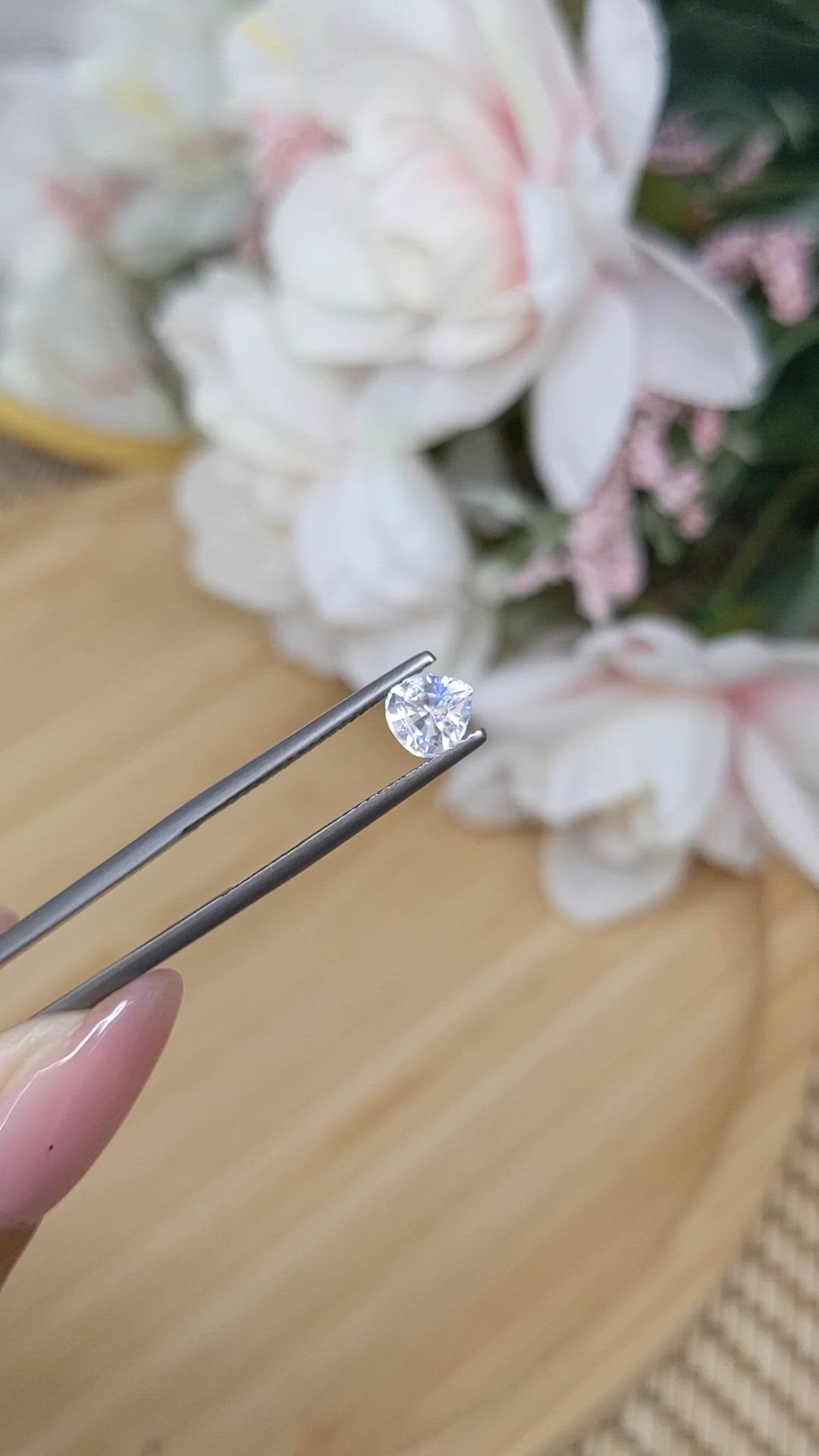 0.62 Ct. Rainbow Moonstone from Ceylon (Sri Lanka) Size Video