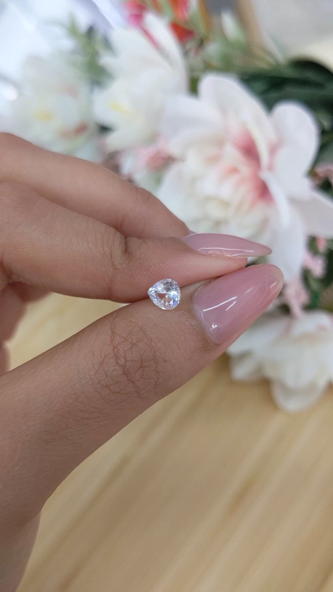0.62 Ct. Rainbow Moonstone from Ceylon (Sri Lanka) Size Video