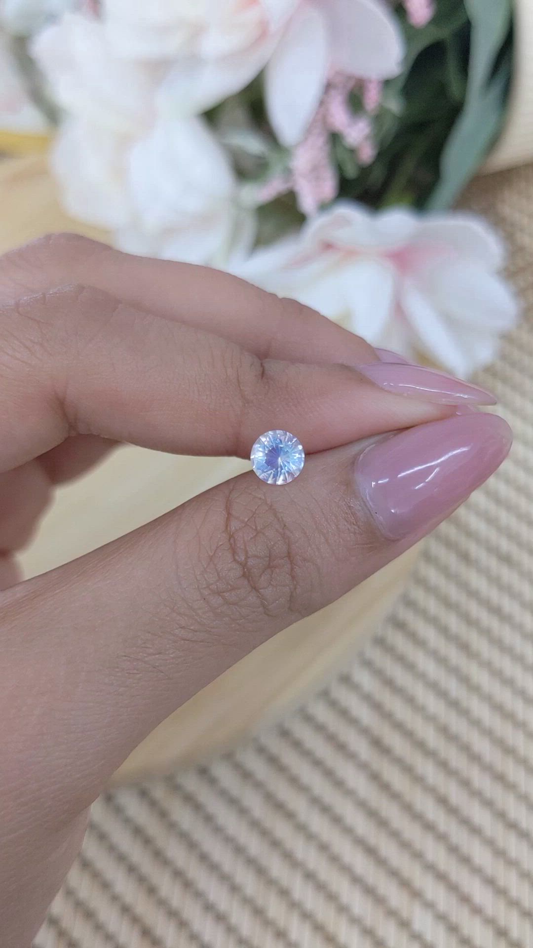 0.77 Ct. Rainbow Moonstone from Ceylon (Sri Lanka) Size Video