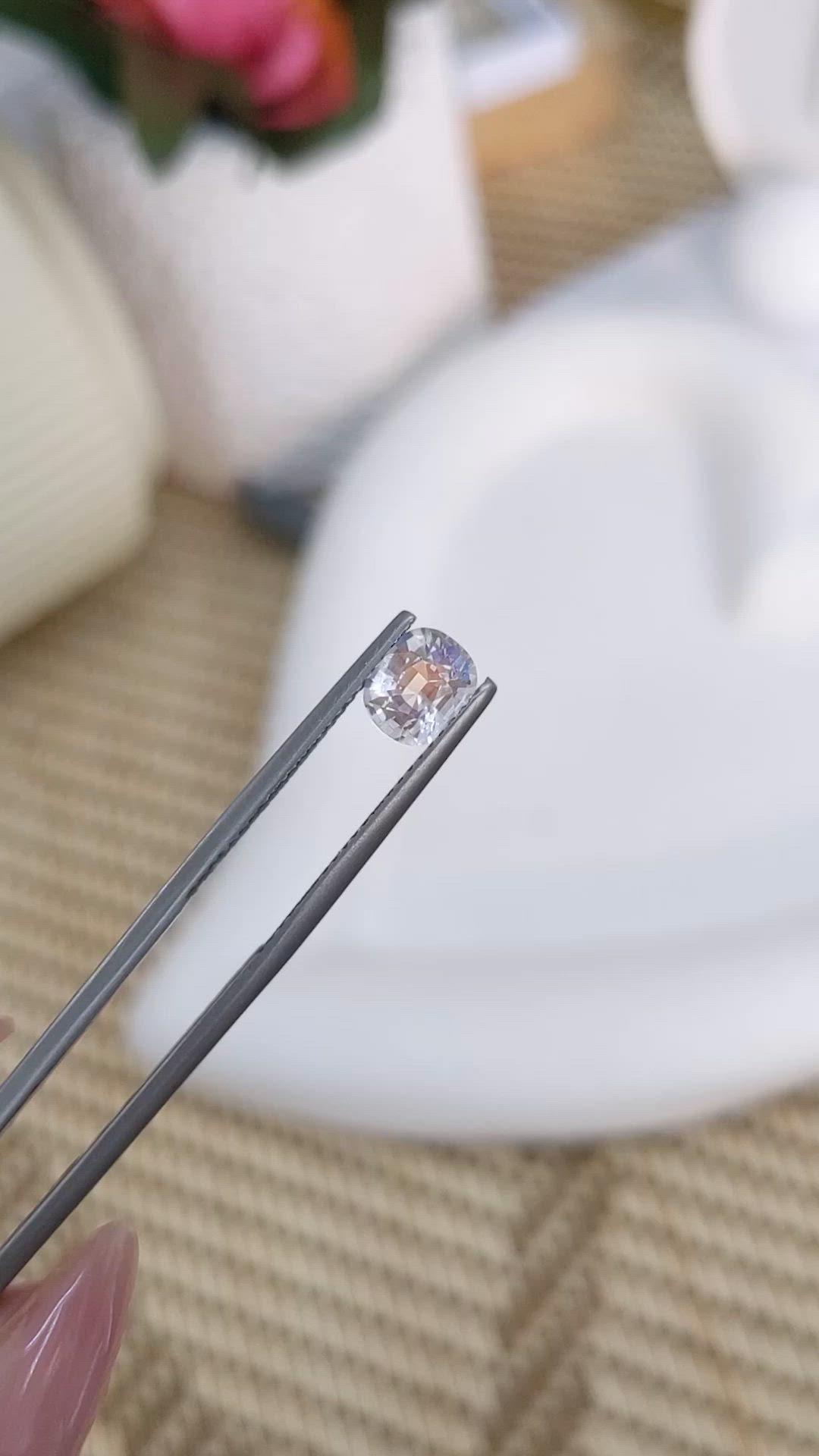 0.88 Ct. Rainbow Moonstone from Ceylon (Sri Lanka) Size Video