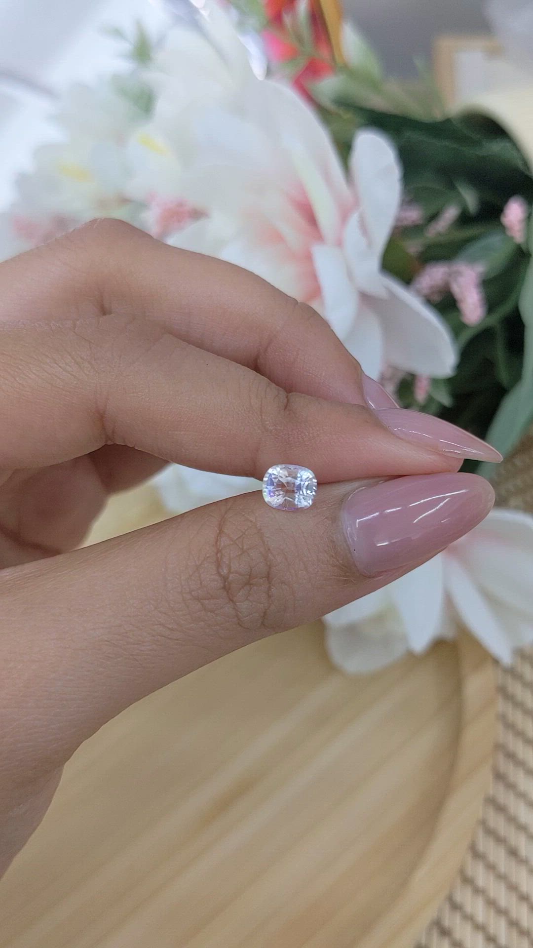 0.88 Ct. Rainbow Moonstone from Ceylon (Sri Lanka) Size Video
