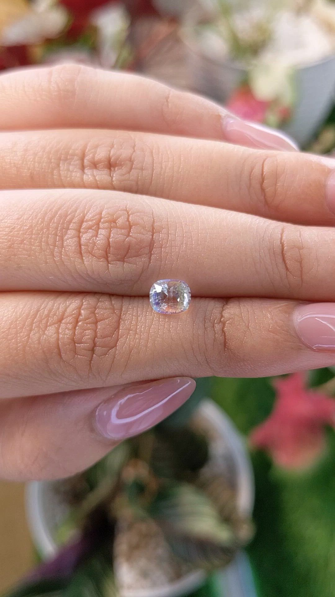 0.88 Ct. Rainbow Moonstone from Ceylon (Sri Lanka) Size Video