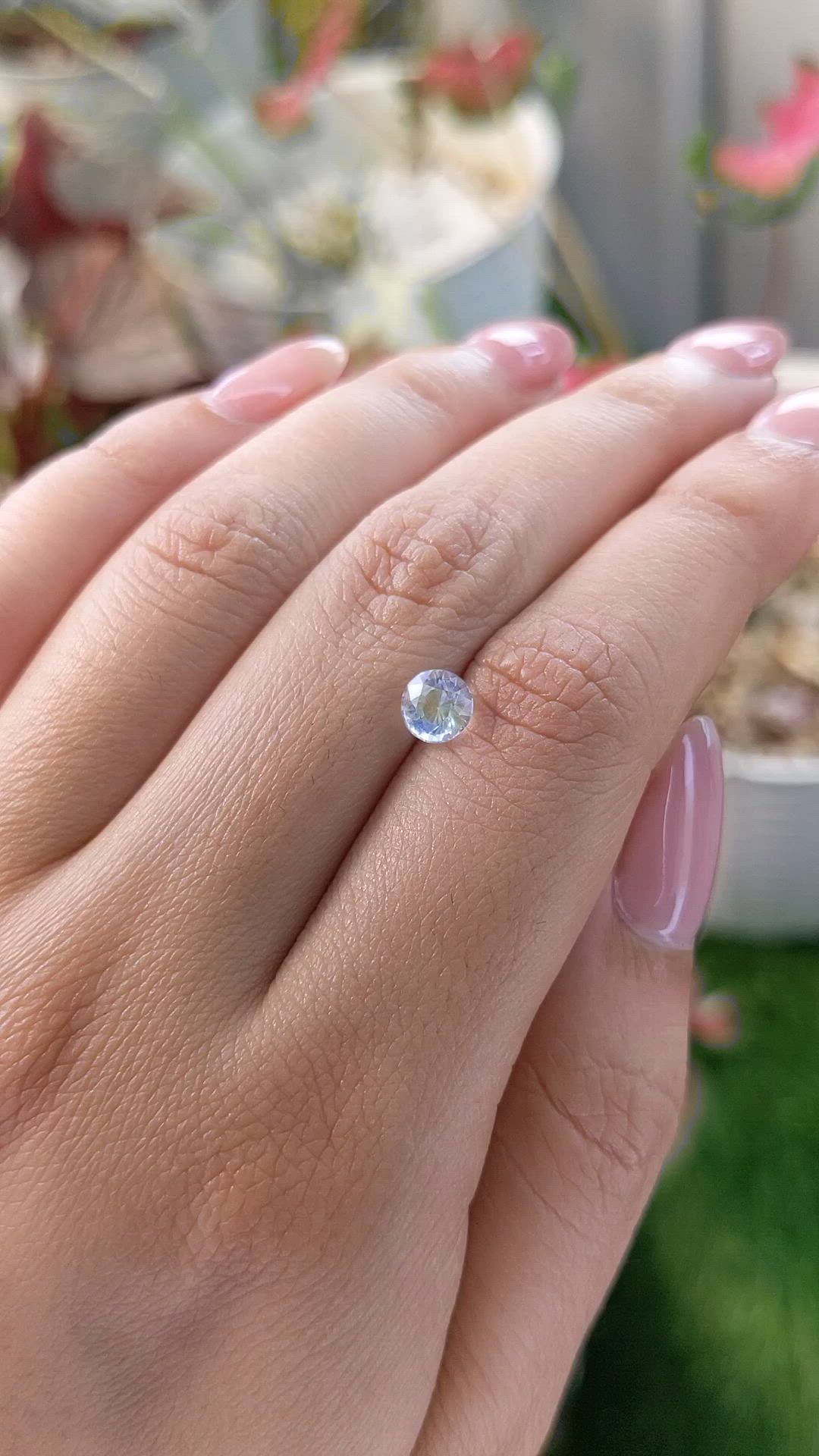 0.71 Ct. Rainbow Moonstone from Ceylon (Sri Lanka) Size Video