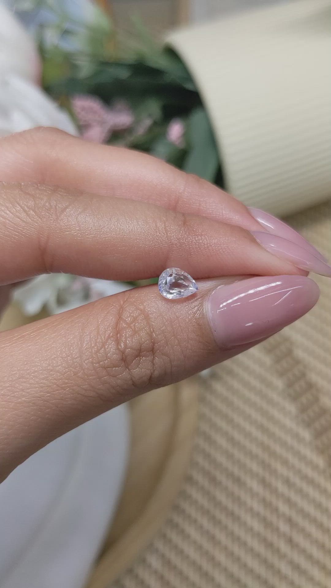 0.85 Ct. Blue Flash Moonstone from Ceylon (Sri Lanka) Size Video